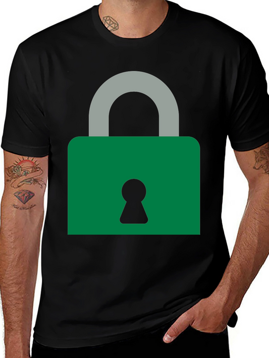 Modern Padlock Graphic T-Shirt - Black