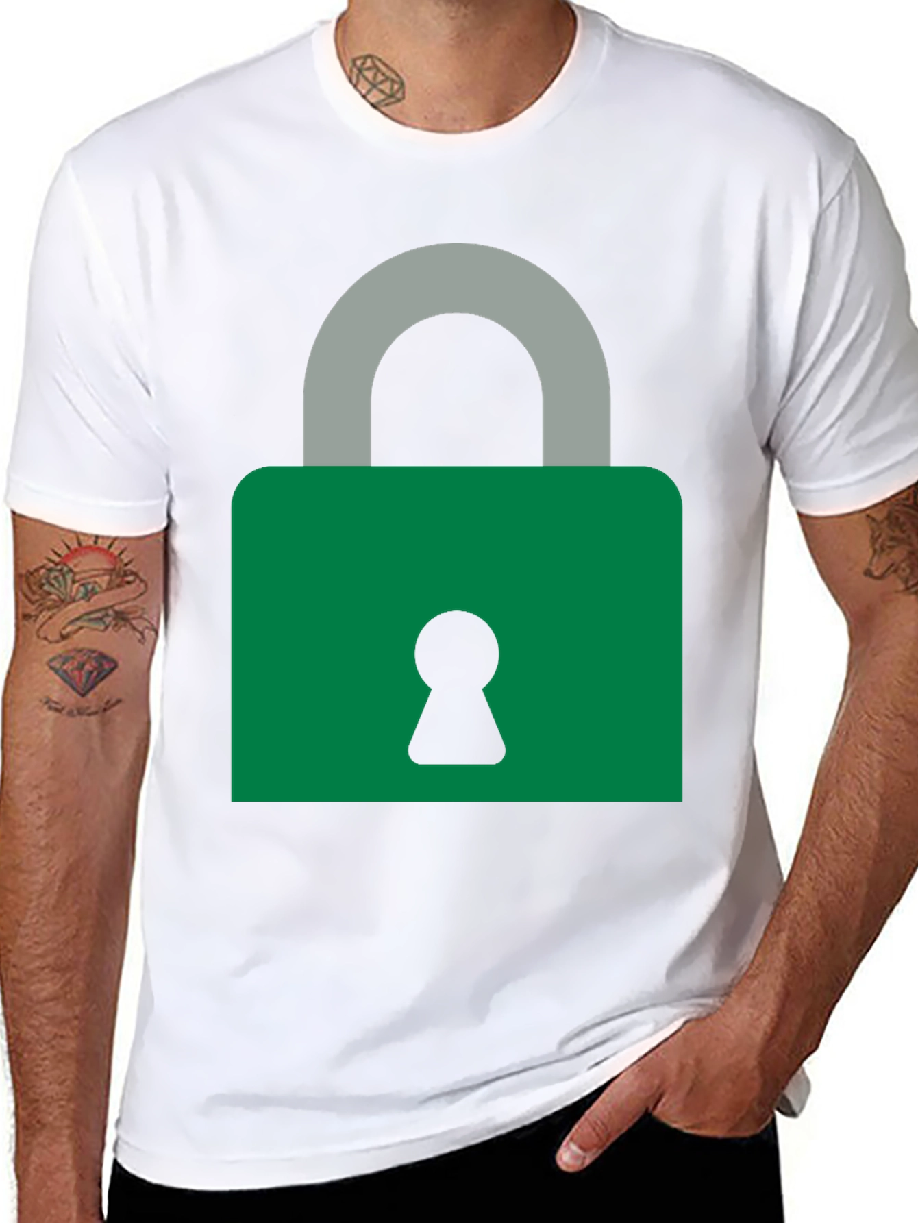 Modern Padlock Graphic T-Shirt - Black