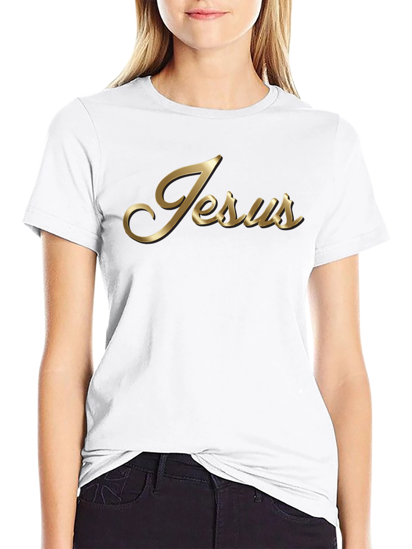 Jesus Gold Script Black T-Shirt
