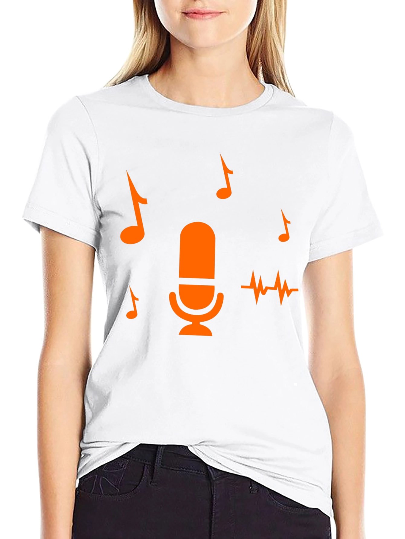 Music Lover Tee: Microphone & Notes Graphic T-Shirt