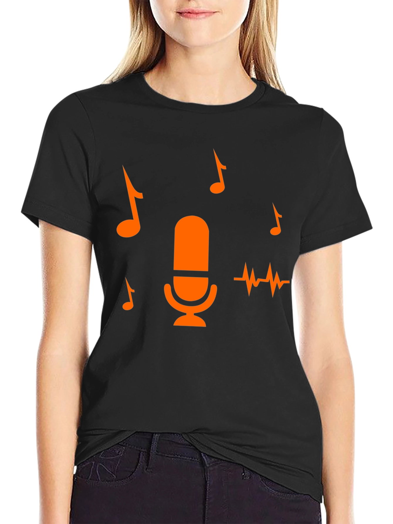 Music Lover Tee: Microphone & Notes Graphic T-Shirt