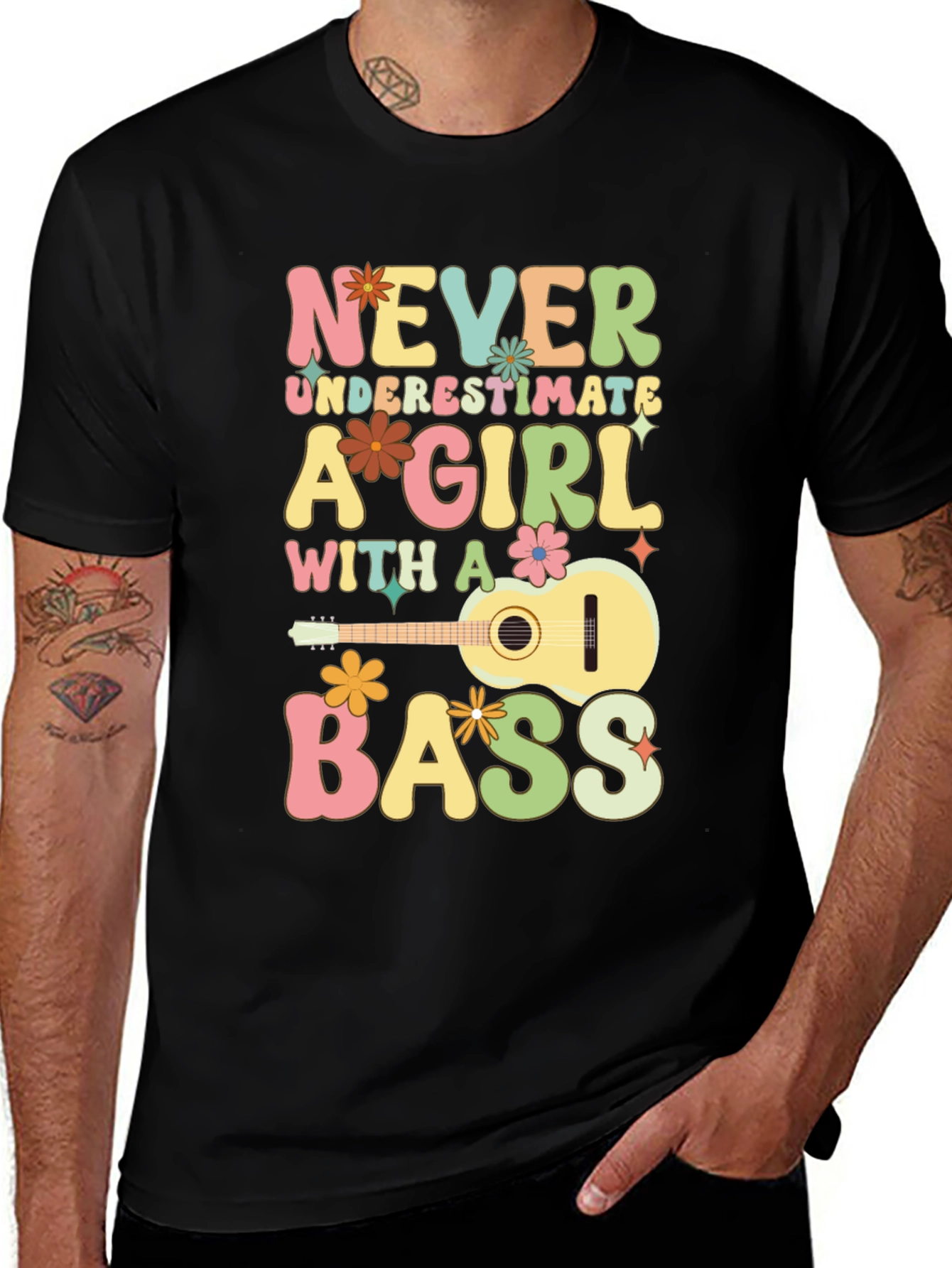 Never Underestimate A Girl With A Bass T-Shirt