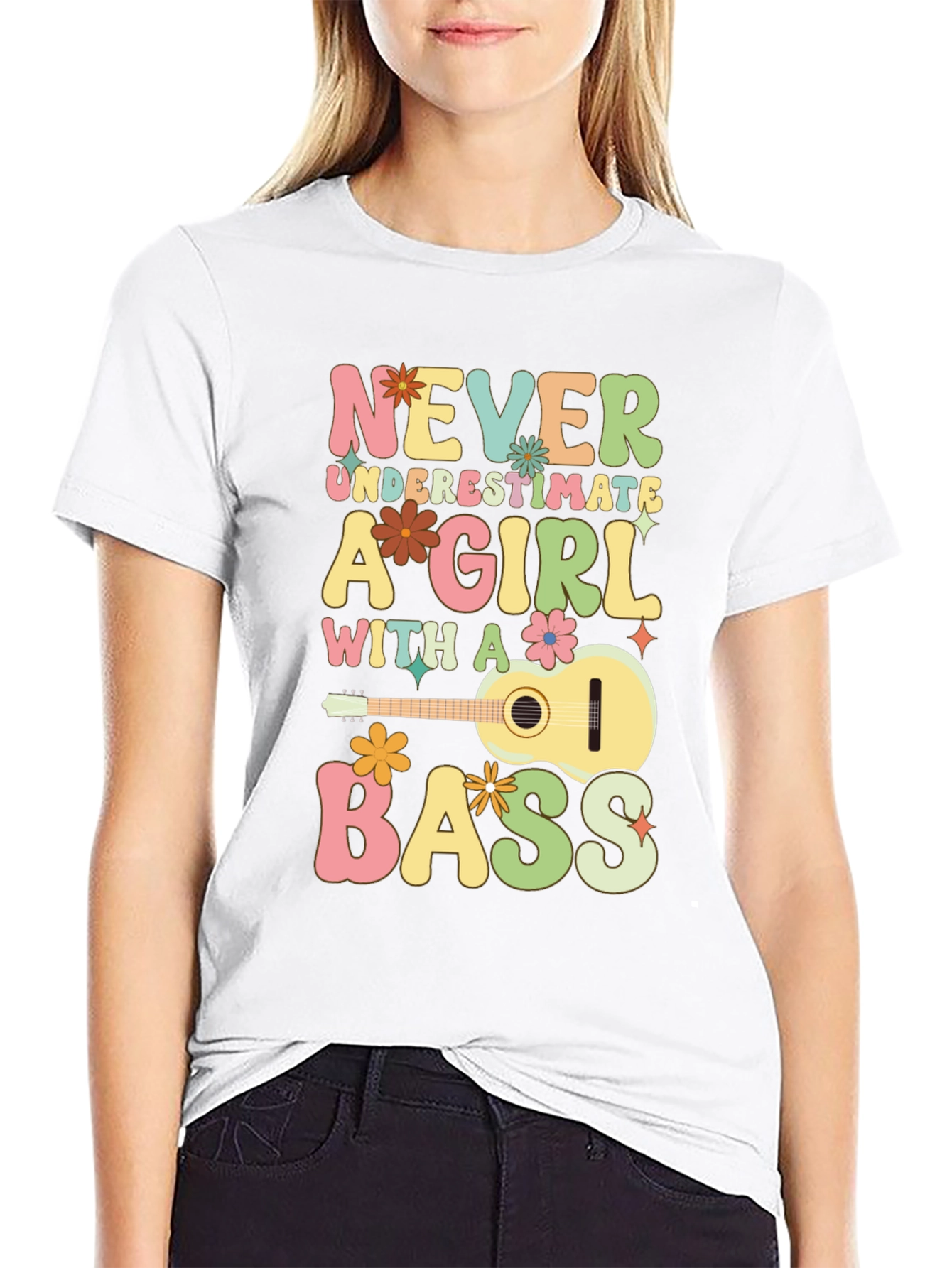 Never Underestimate A Girl With A Bass T-Shirt