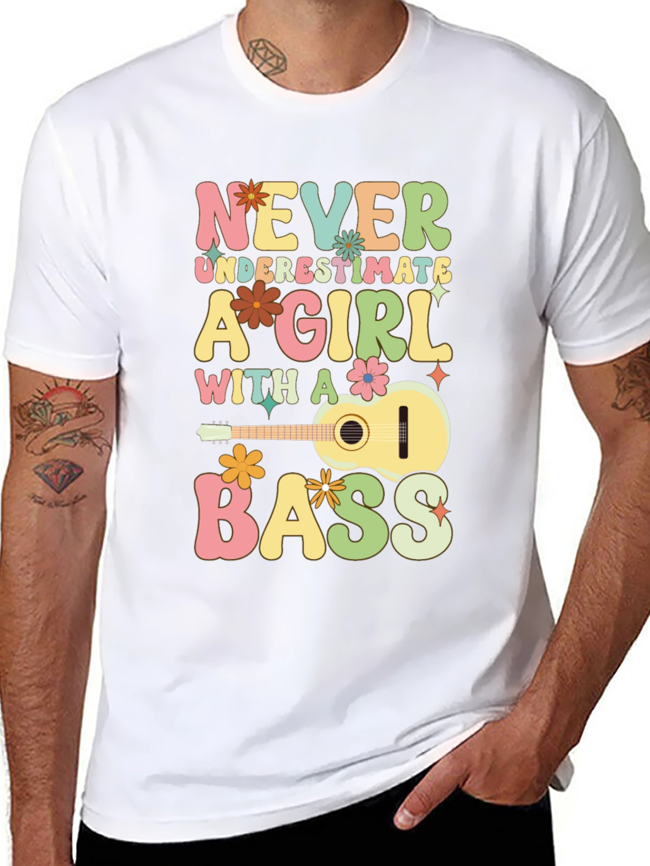 Never Underestimate A Girl With A Bass T-Shirt