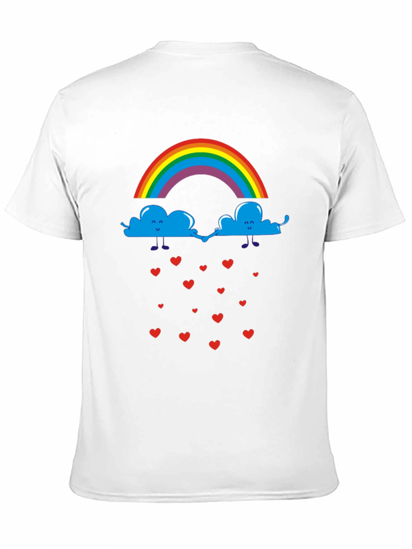Rainbow Clouds & Hearts Black Graphic T-Shirt