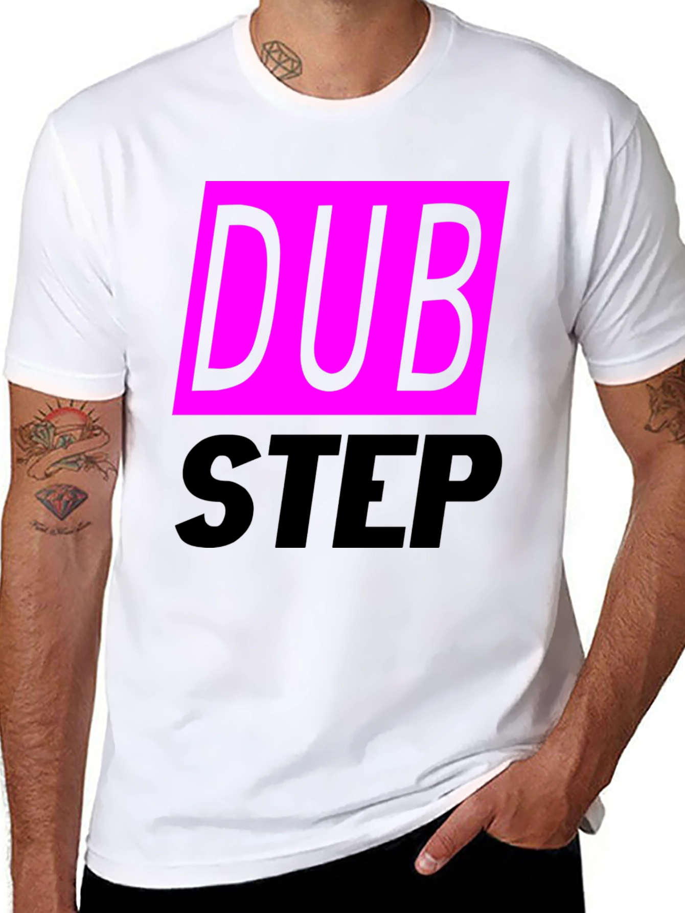 Dubstep Graphic Tee - Black Cotton Blend T-Shirt
