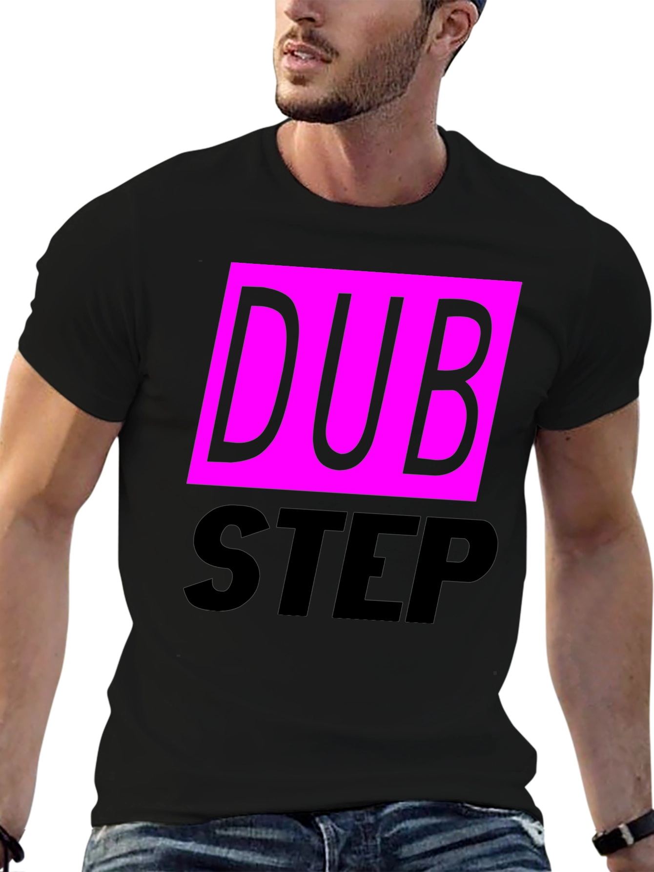 Dubstep Graphic Tee - Black Cotton Blend T-Shirt