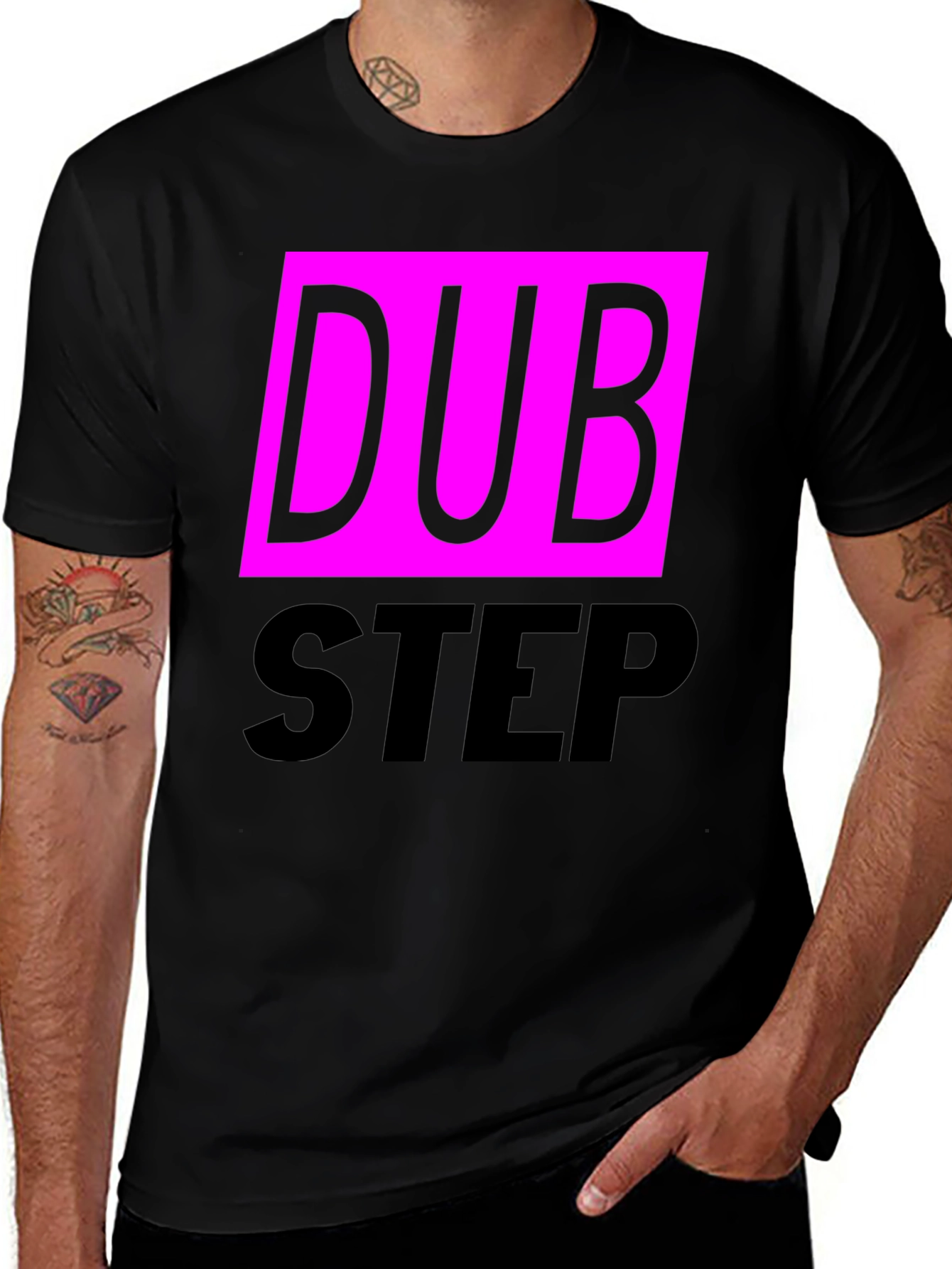 Dubstep Graphic Tee - Black Cotton Blend T-Shirt