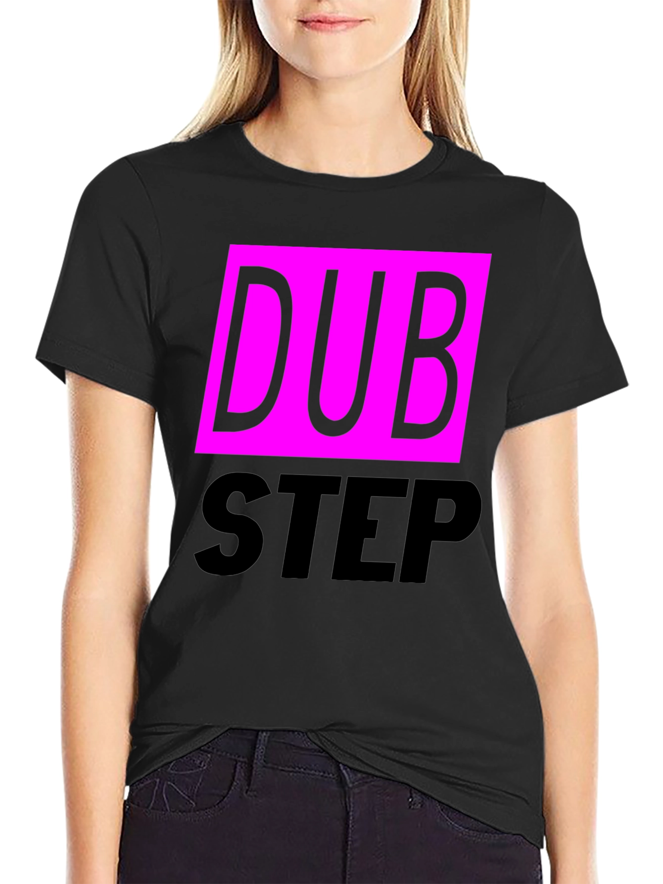 Dubstep Graphic Tee - Black Cotton Blend T-Shirt