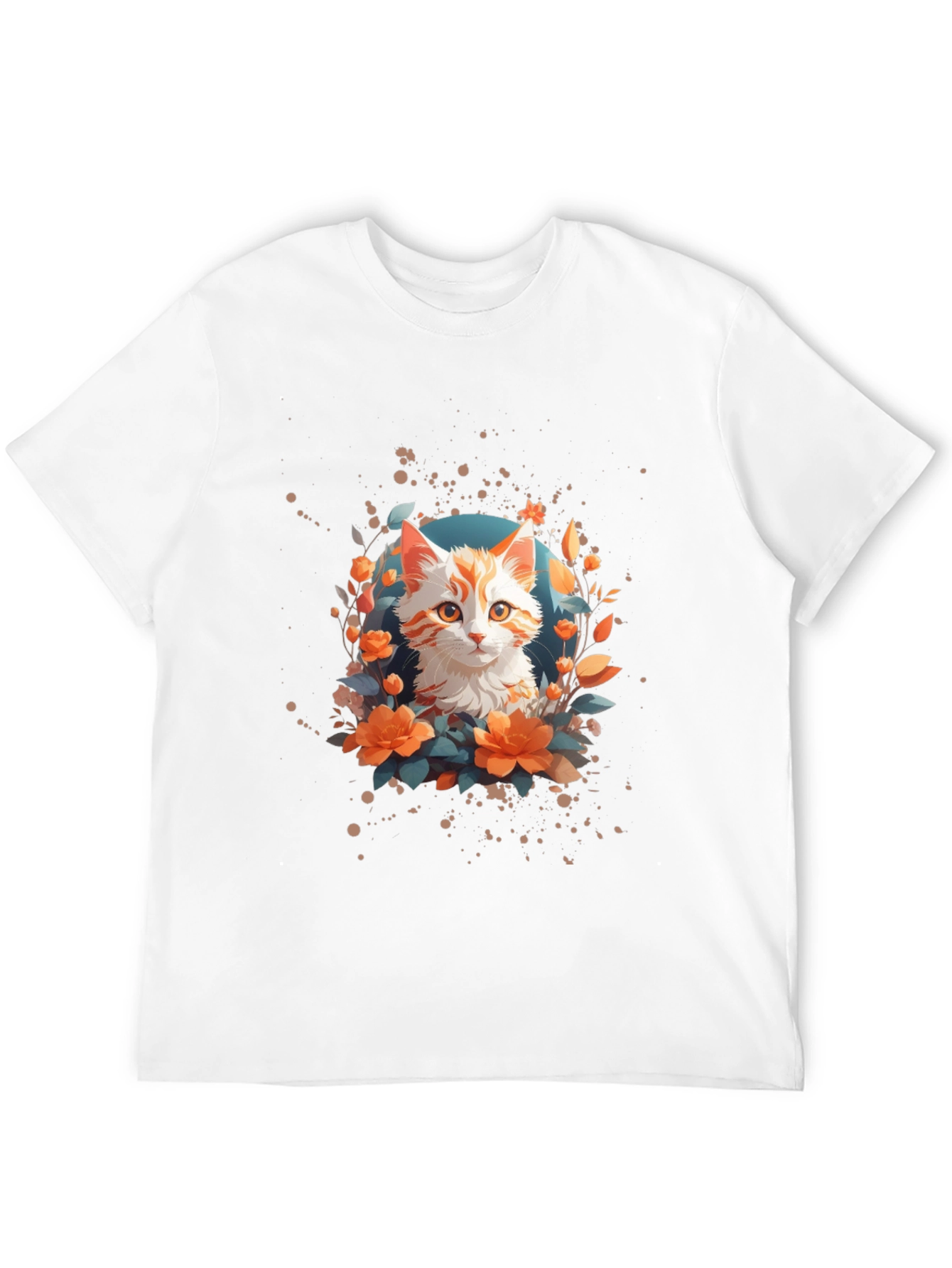 Floral Cat Graphic T-Shirt - Stylish Unisex Tee