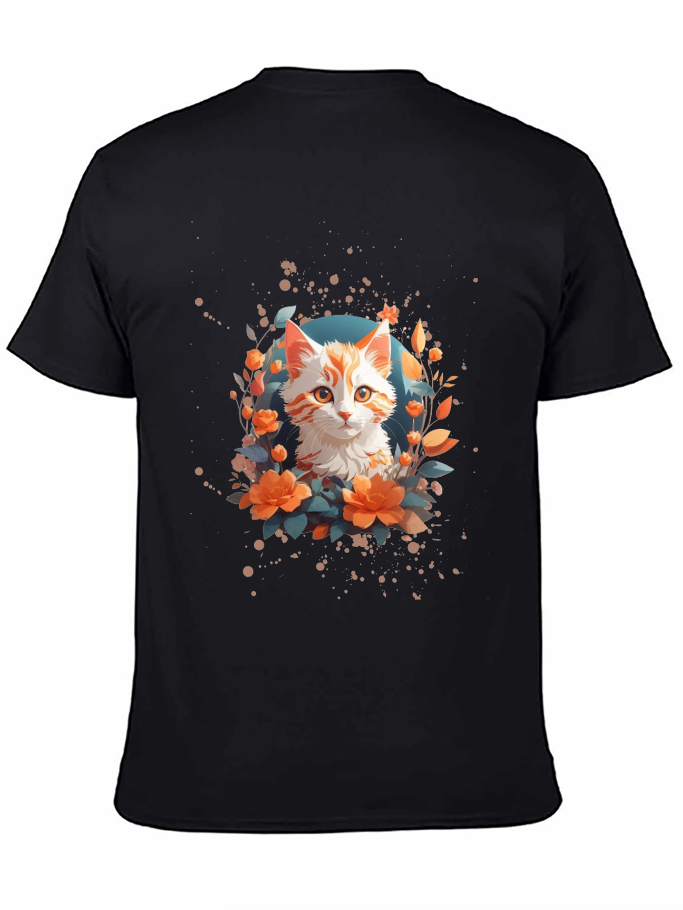 Floral Cat Graphic T-Shirt - Stylish Unisex Tee