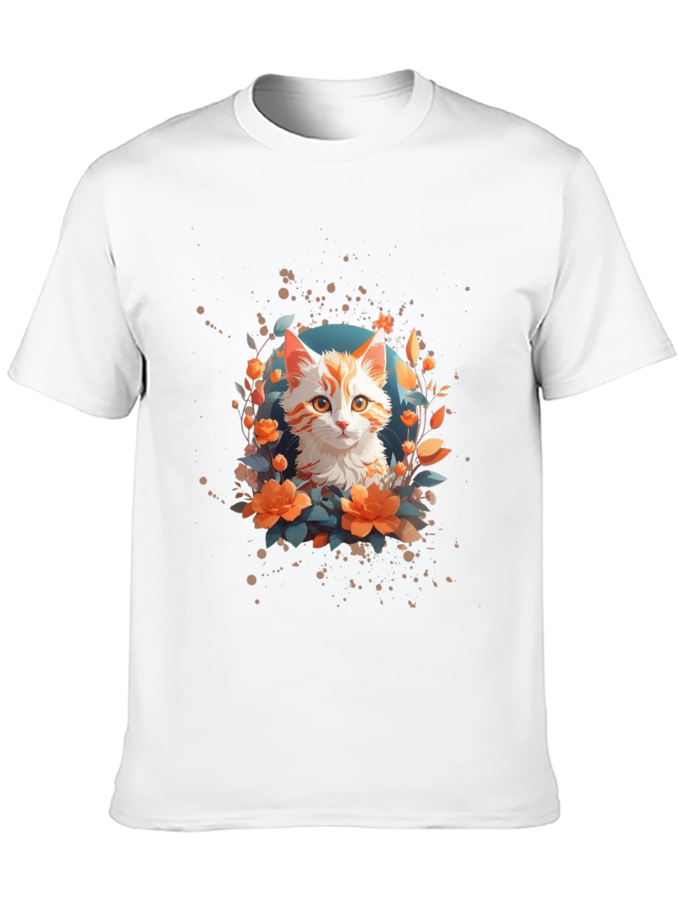 Floral Cat Graphic T-Shirt - Stylish Unisex Tee