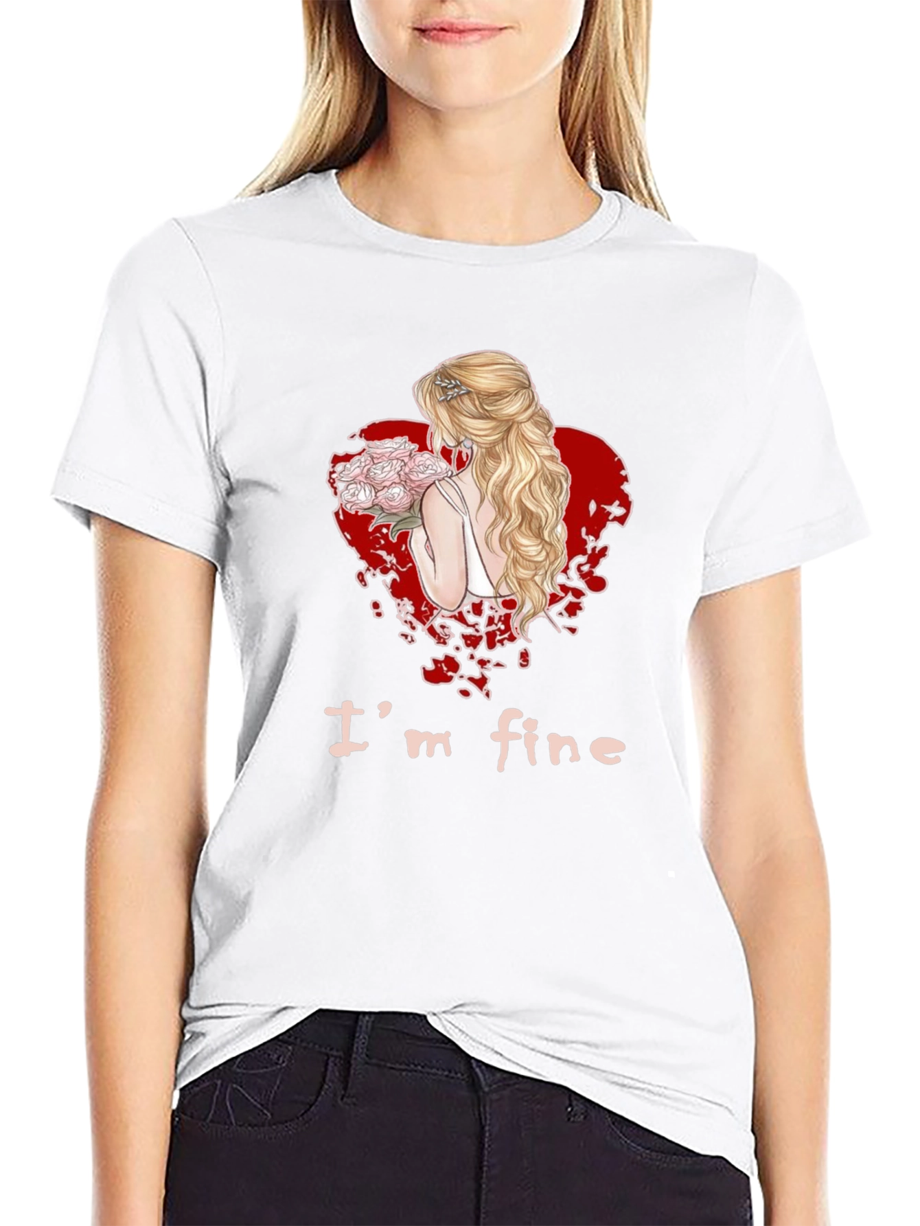 Im Fine Bride Heart Graphic Tee - Black