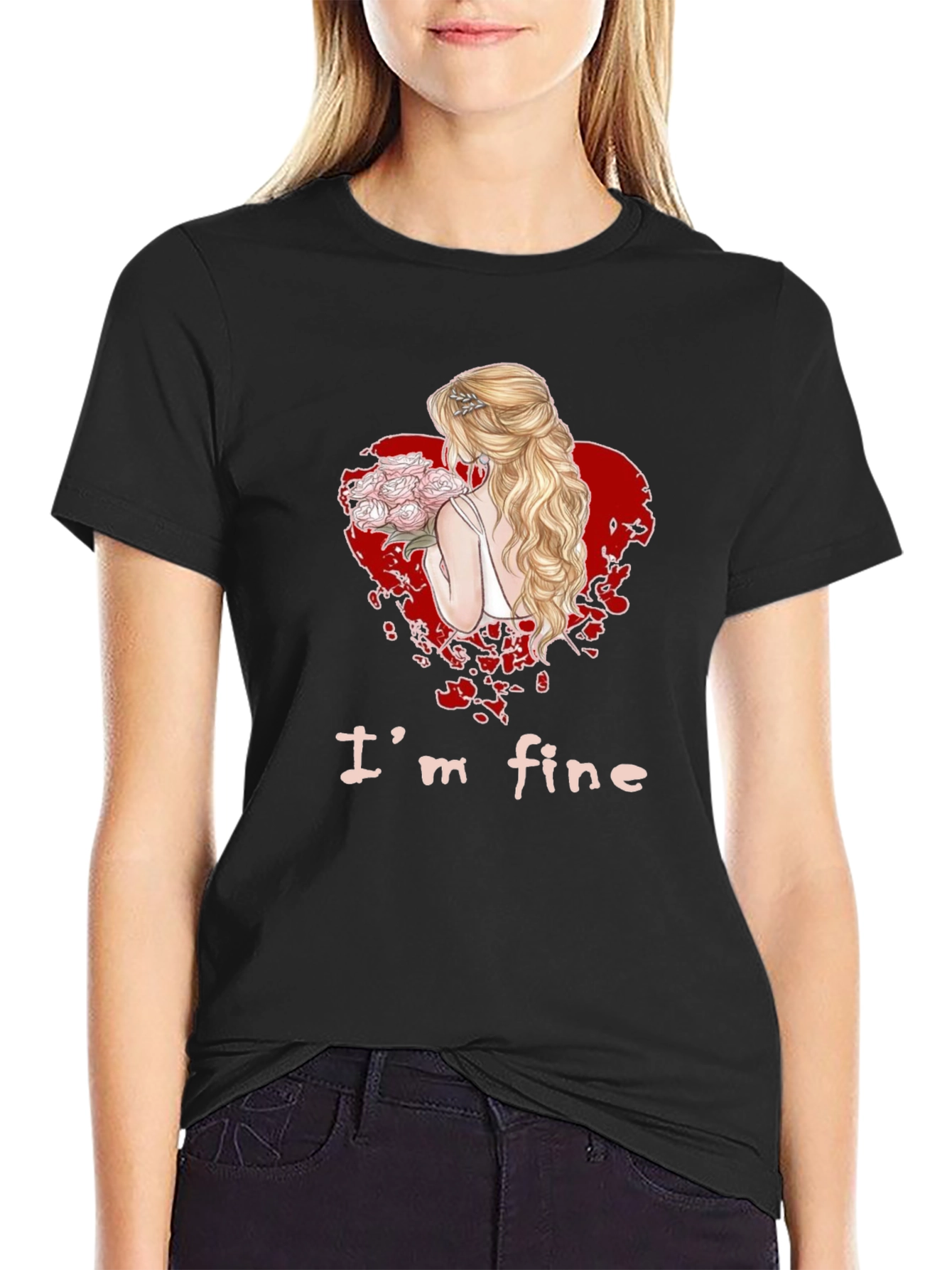 Im Fine Bride Heart Graphic Tee - Black
