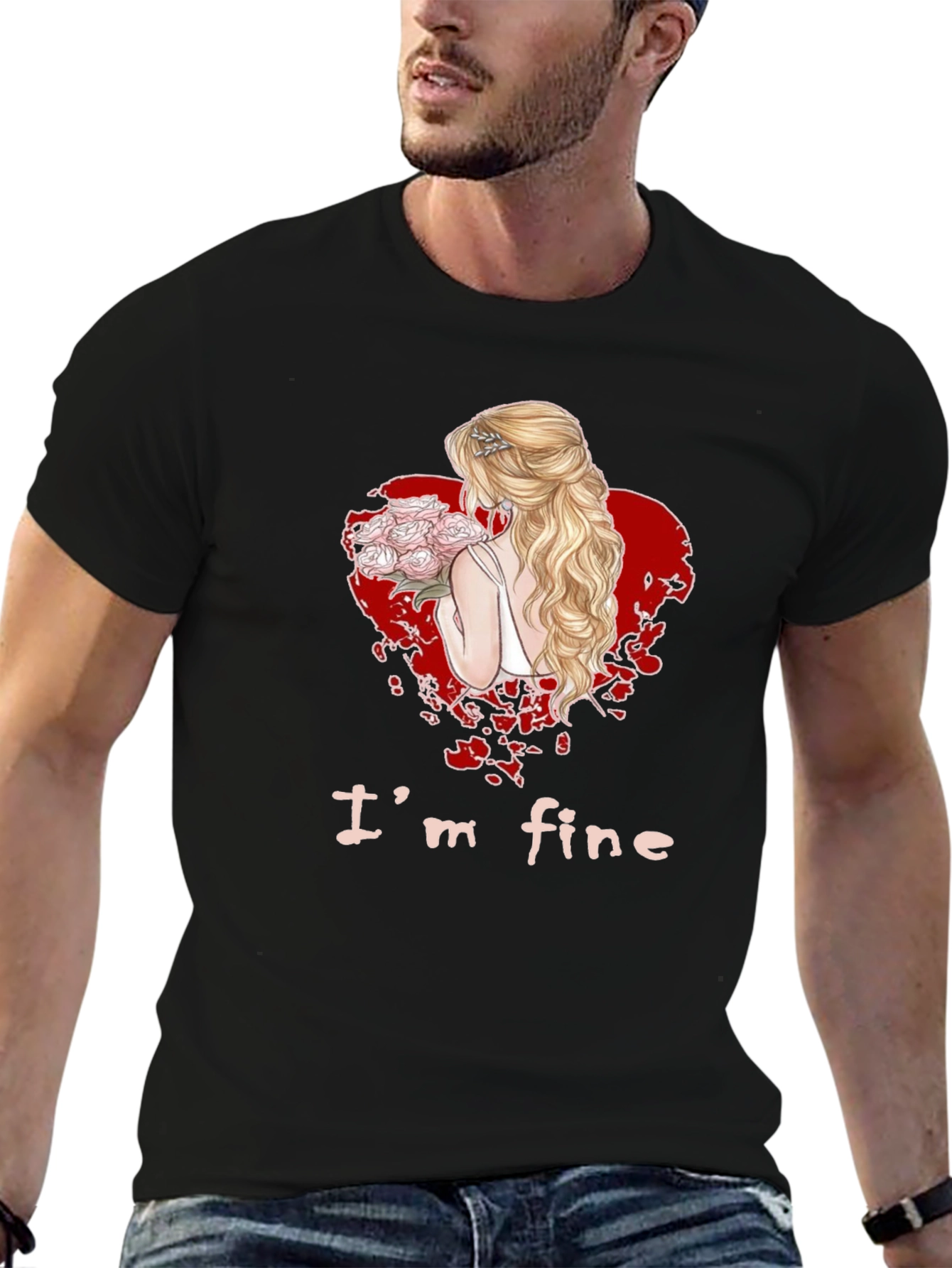 Im Fine Bride Heart Graphic Tee - Black
