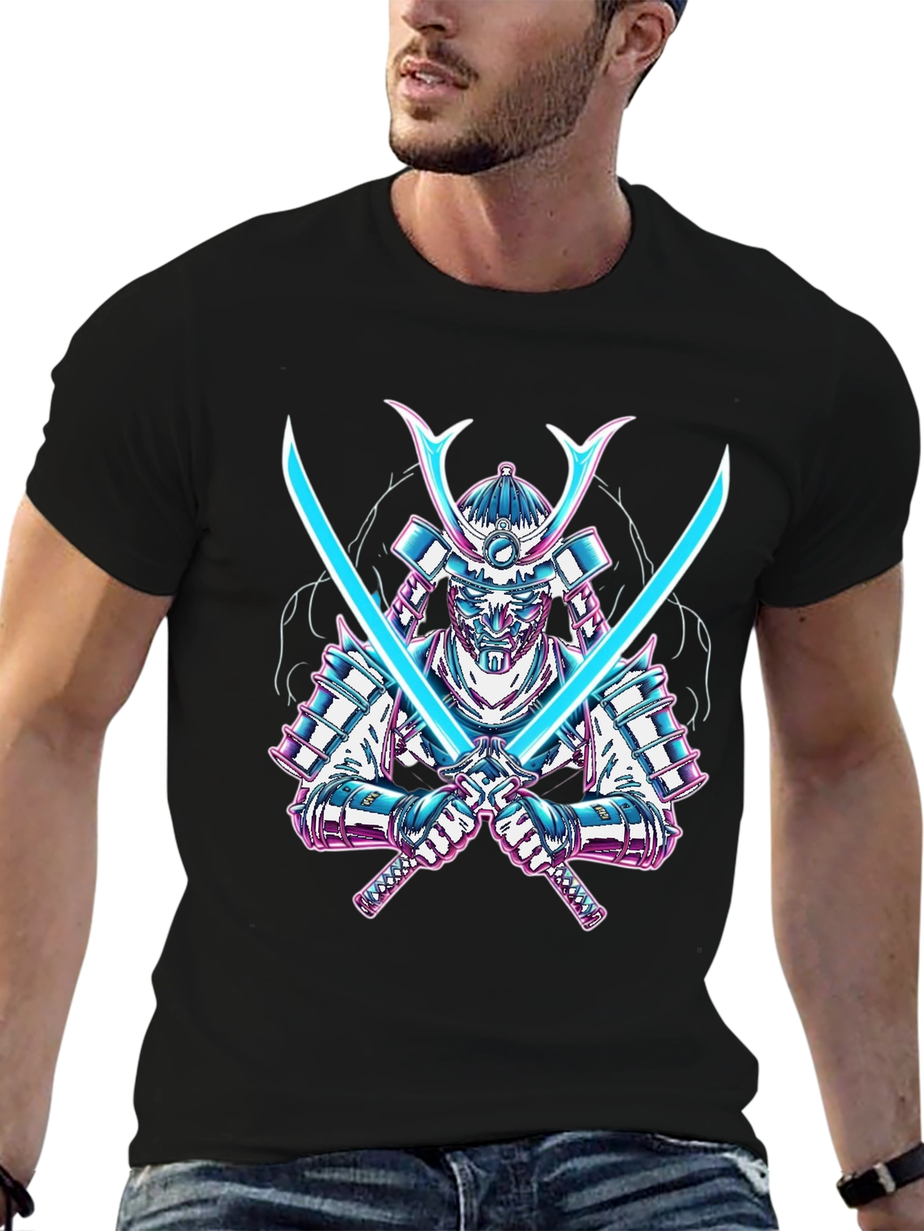 Samurai Warrior Graphic Tee - Black T-Shirt