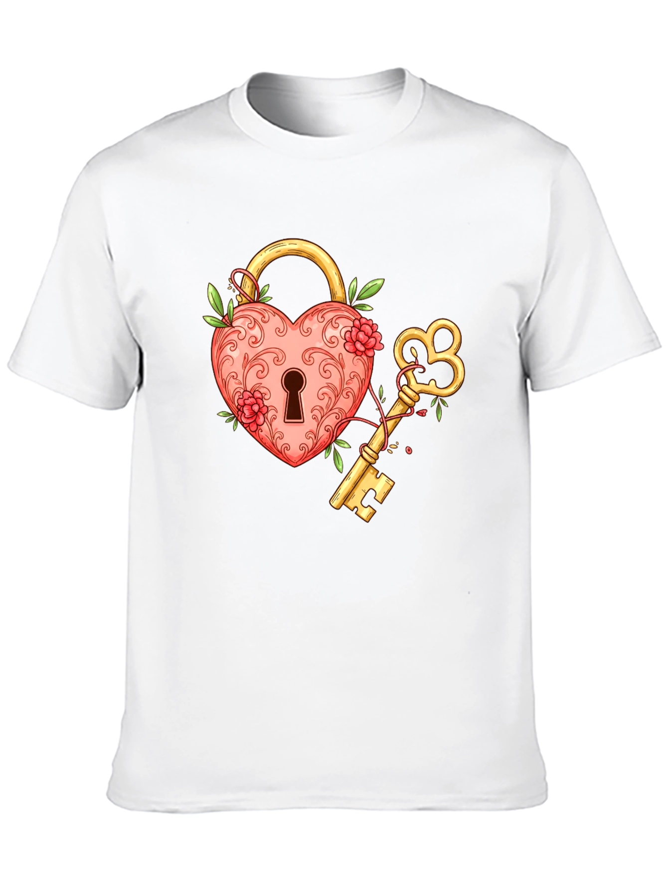 Heart Lock and Key Graphic T-Shirt