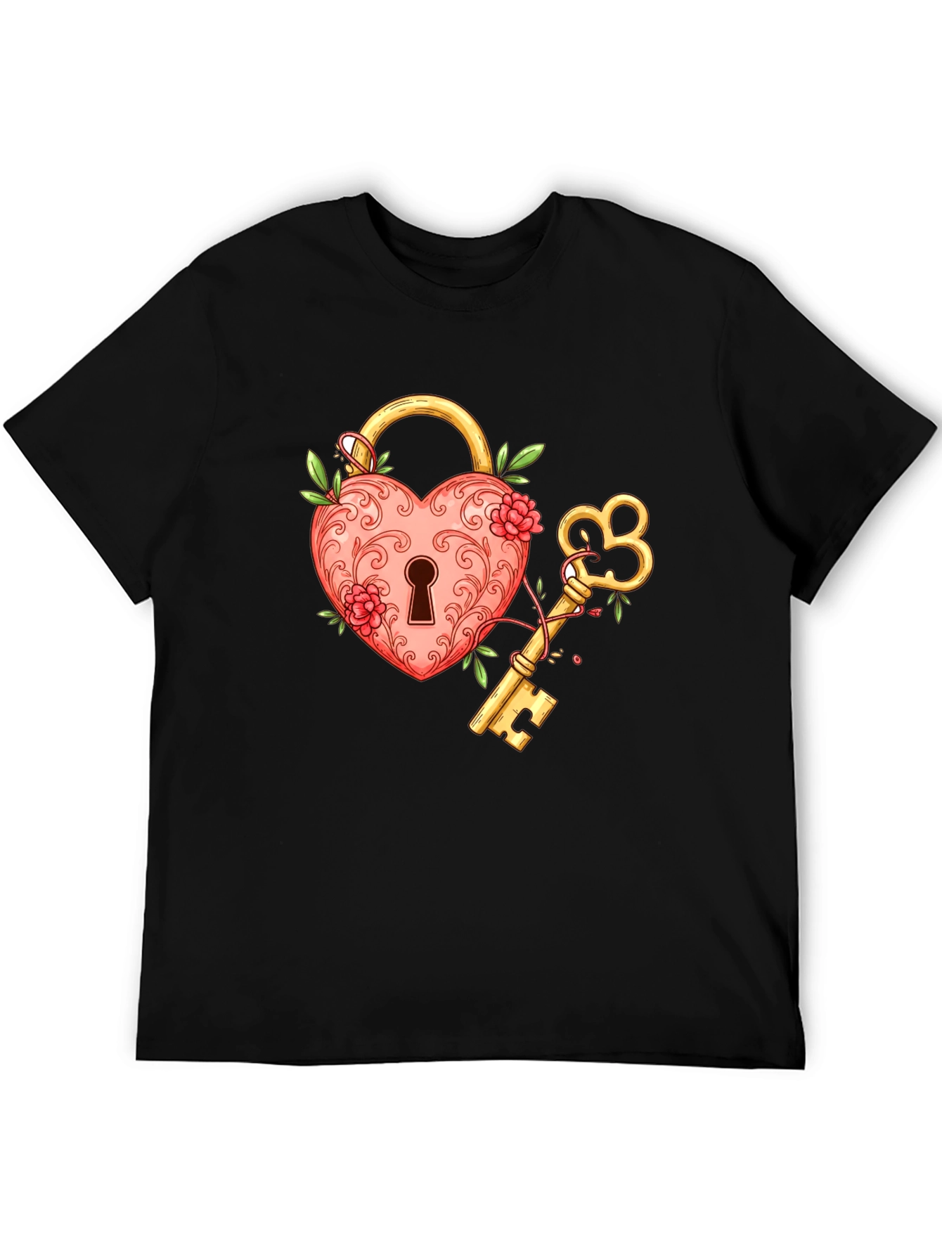 Heart Lock and Key Graphic T-Shirt