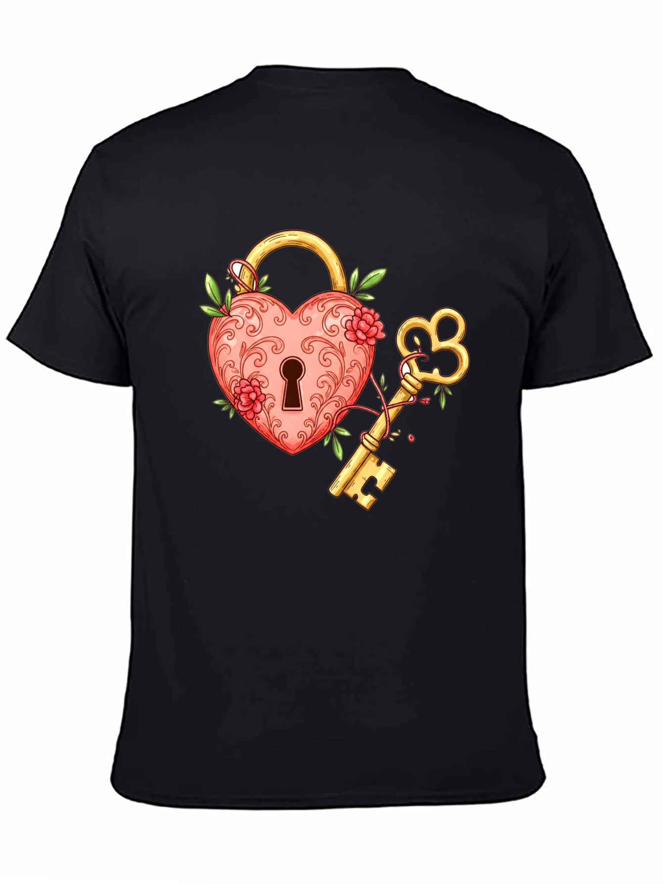 Heart Lock and Key Graphic T-Shirt