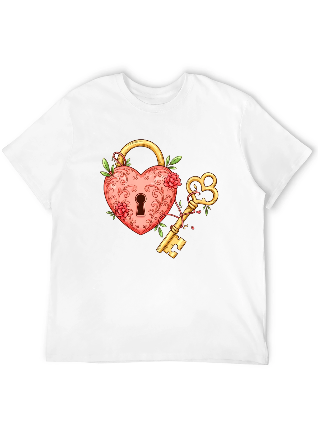Heart Lock and Key Graphic T-Shirt