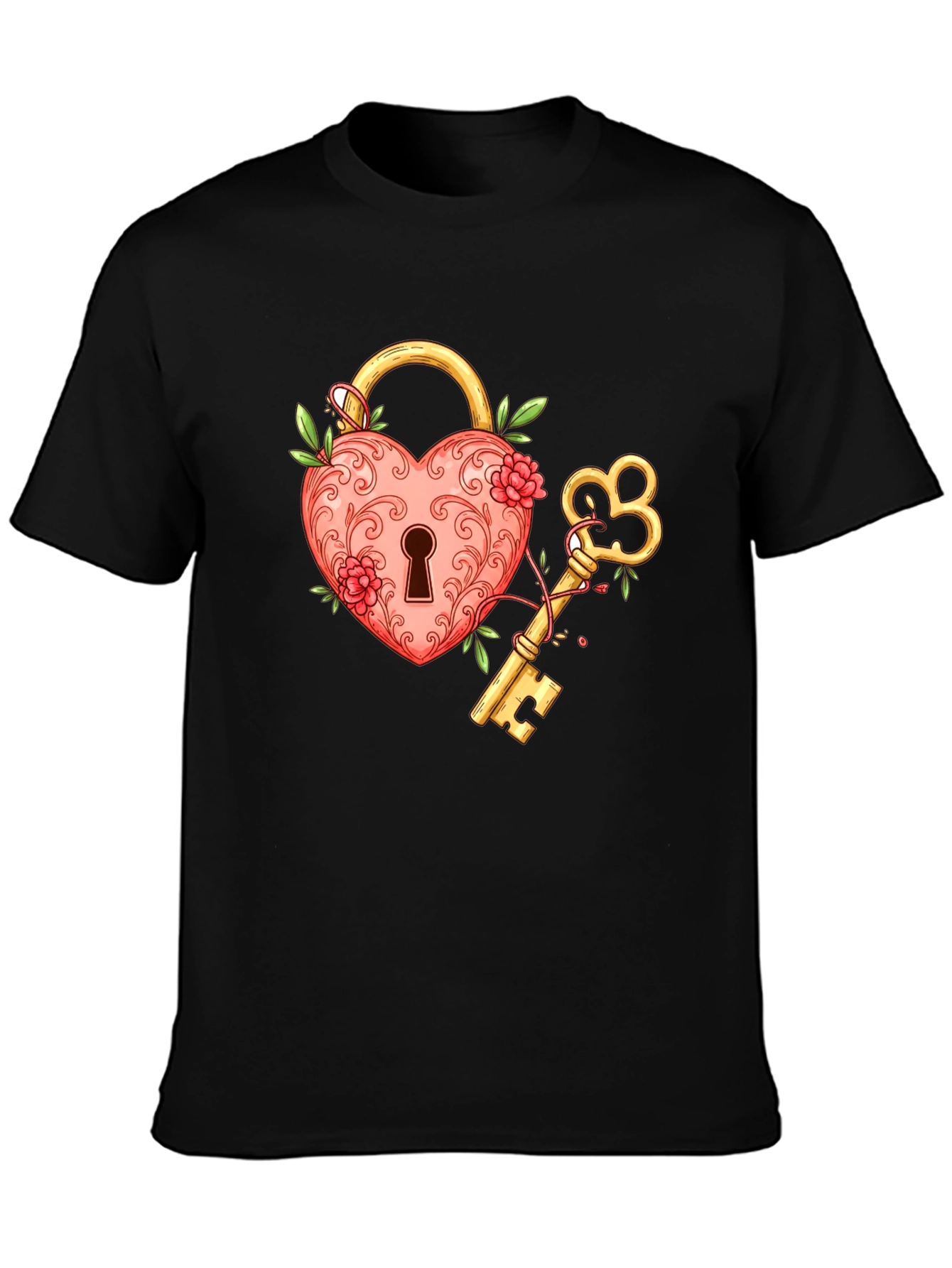 Heart Lock and Key Graphic T-Shirt