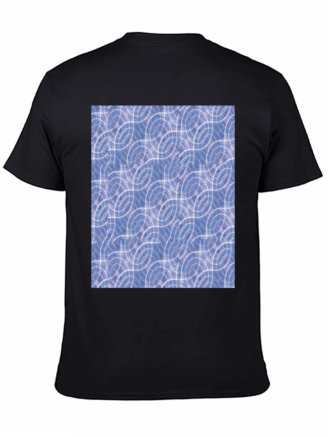 Abstract Blue Circle Pattern Black T-Shirt