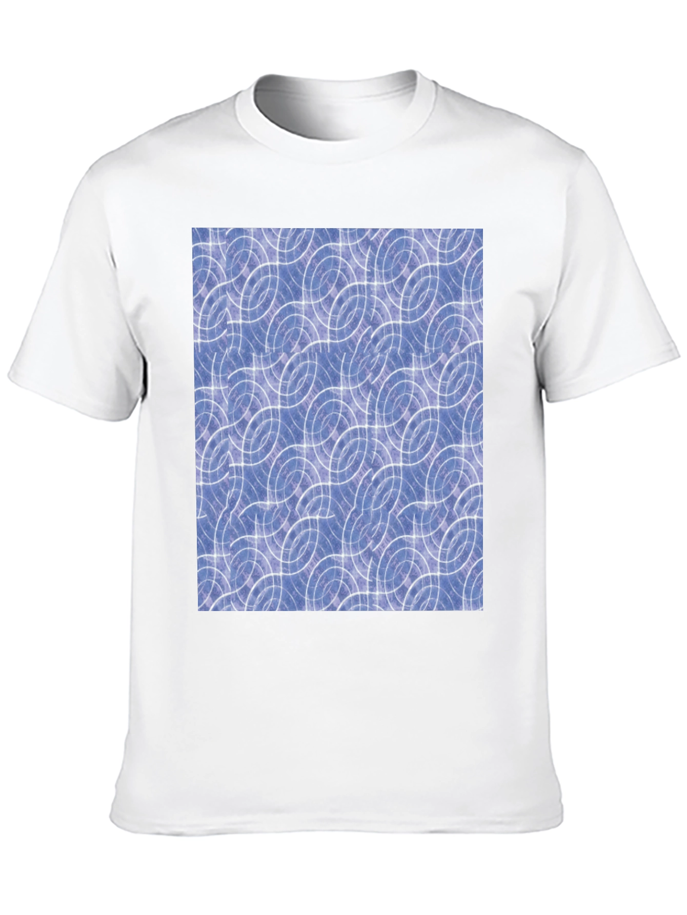 Abstract Blue Circle Pattern Black T-Shirt