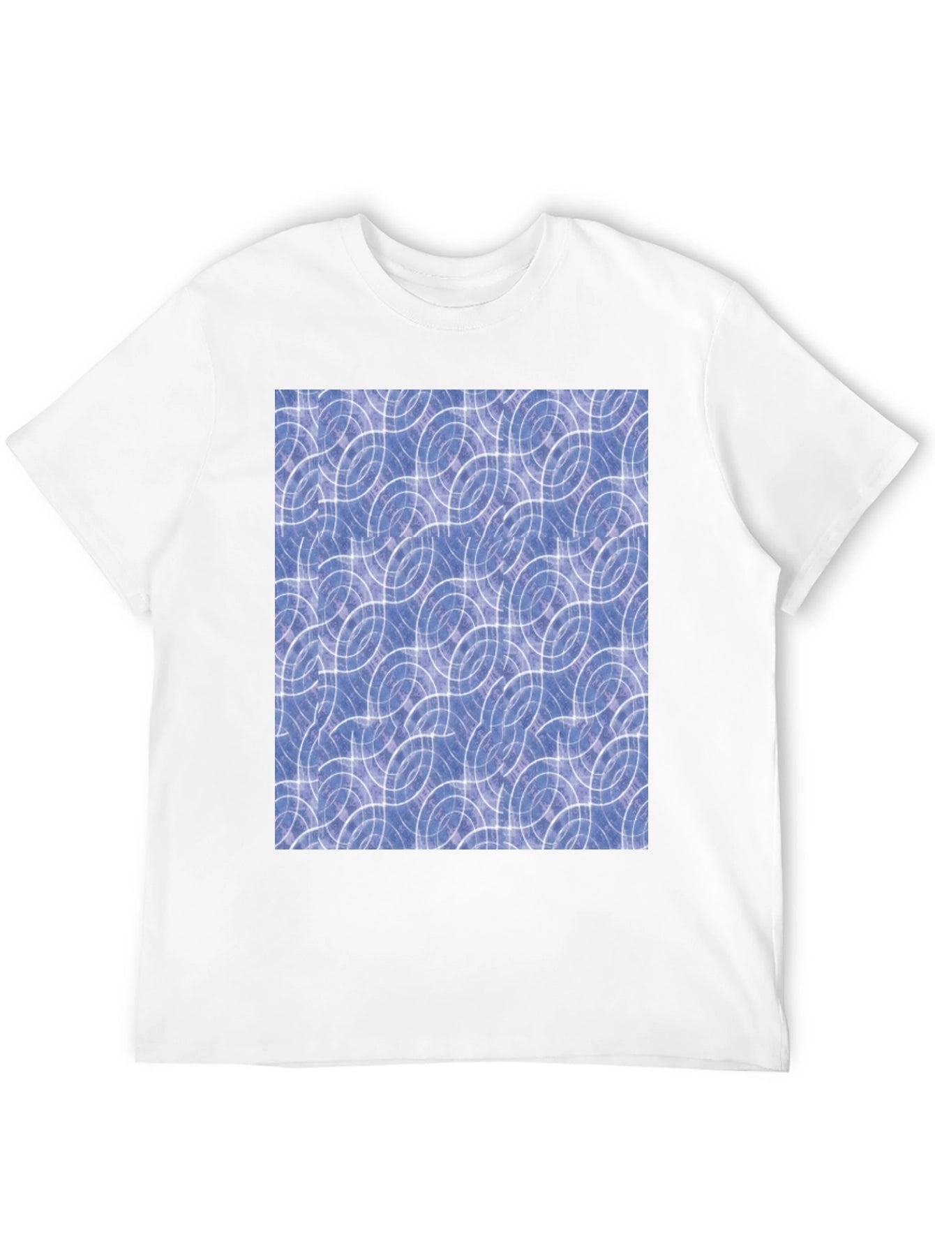 Abstract Blue Circle Pattern Black T-Shirt