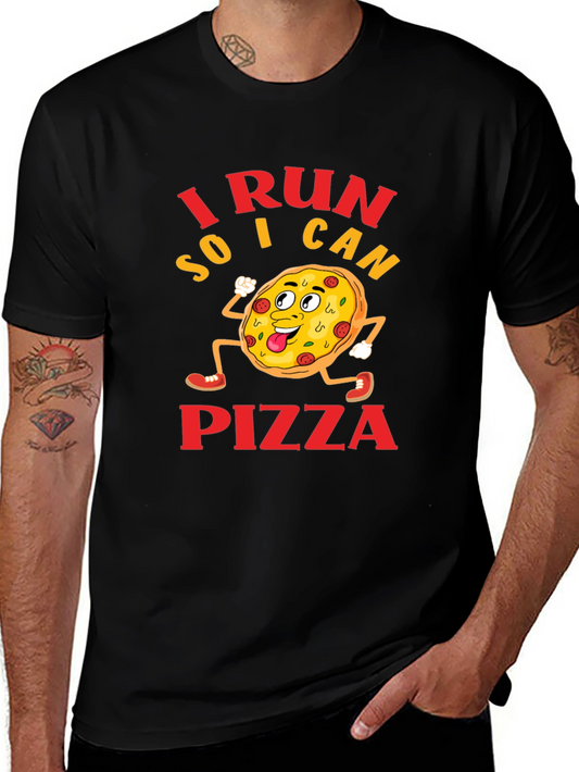 I Run So I Can Eat Pizza Funny Graphic T-Shirt