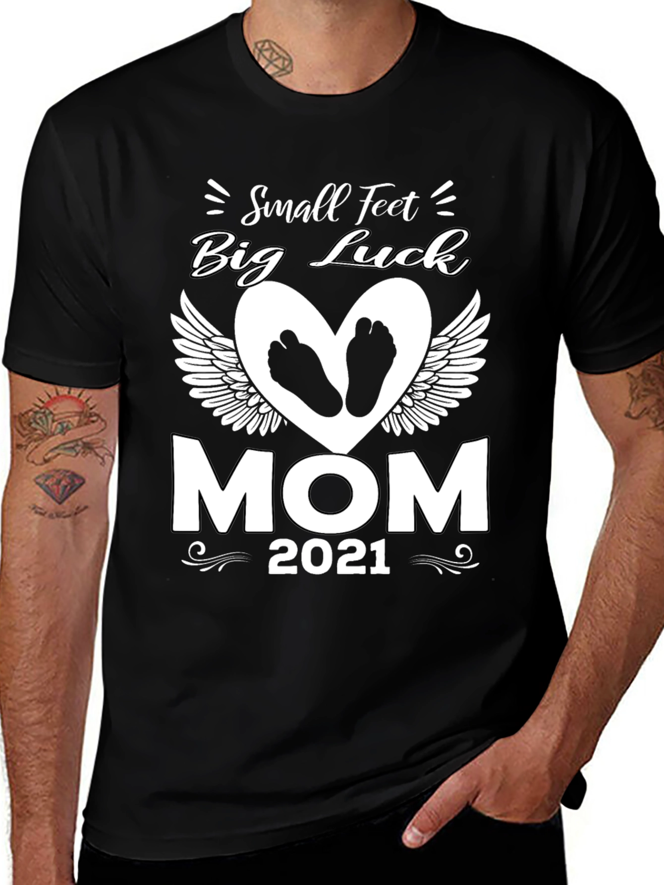 Small Feet Big Luck Mom 2021 T-Shirt