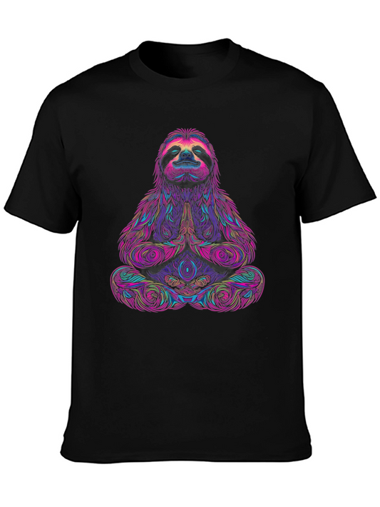 Meditating Sloth Graphic Tee - Zen Vibes
