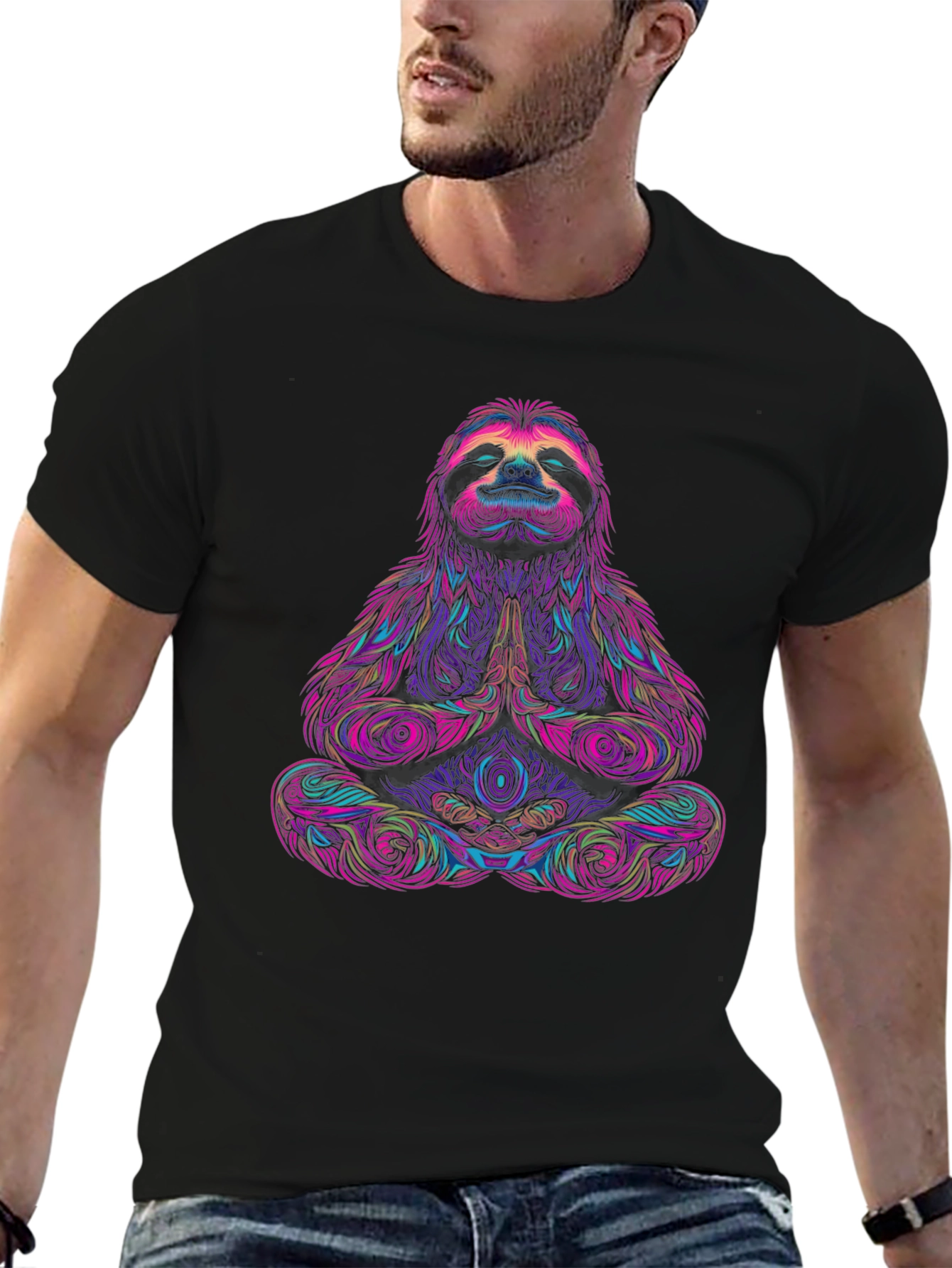 Meditating Sloth Graphic Tee - Zen Vibes