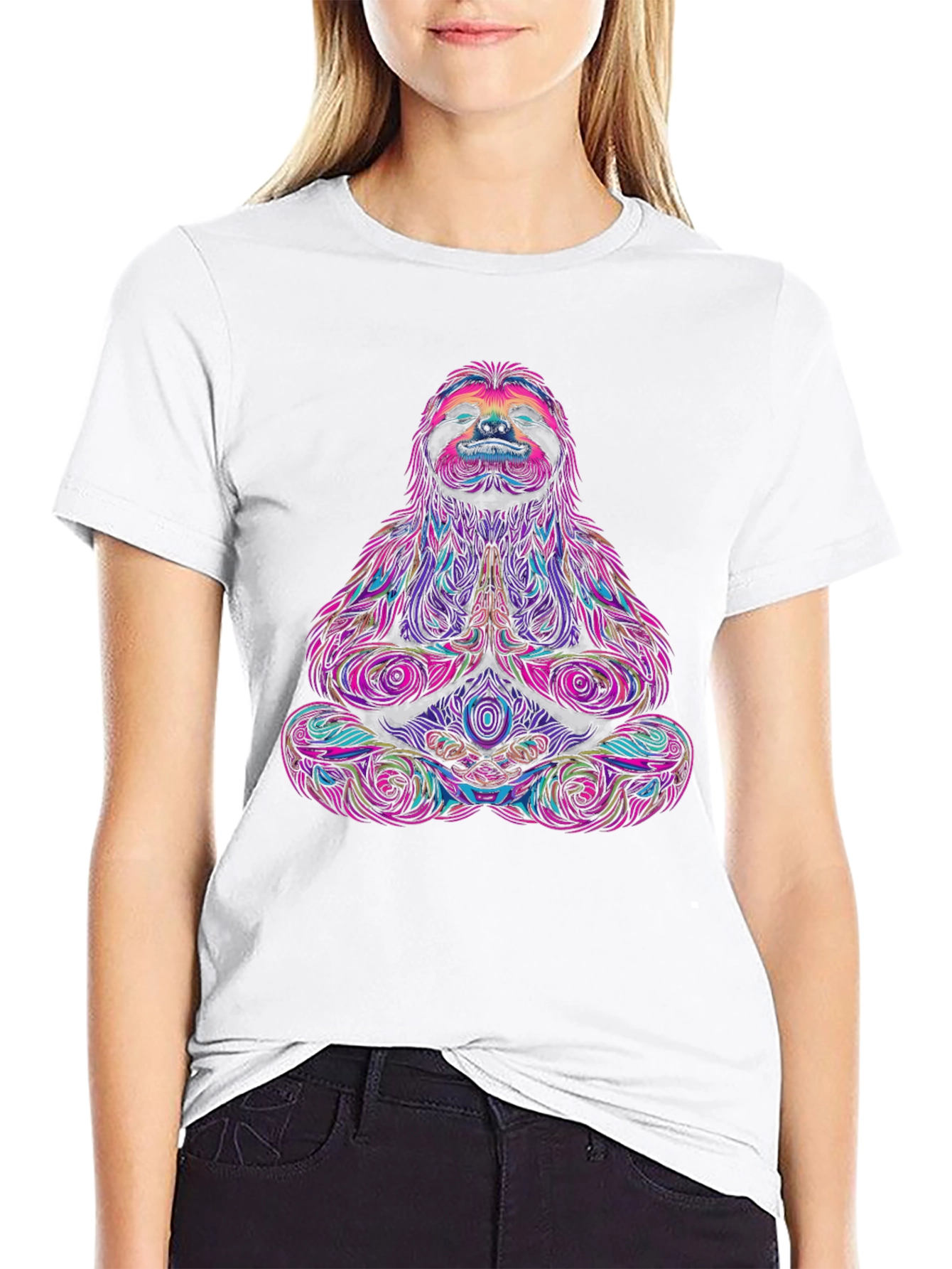 Meditating Sloth Graphic Tee - Zen Vibes