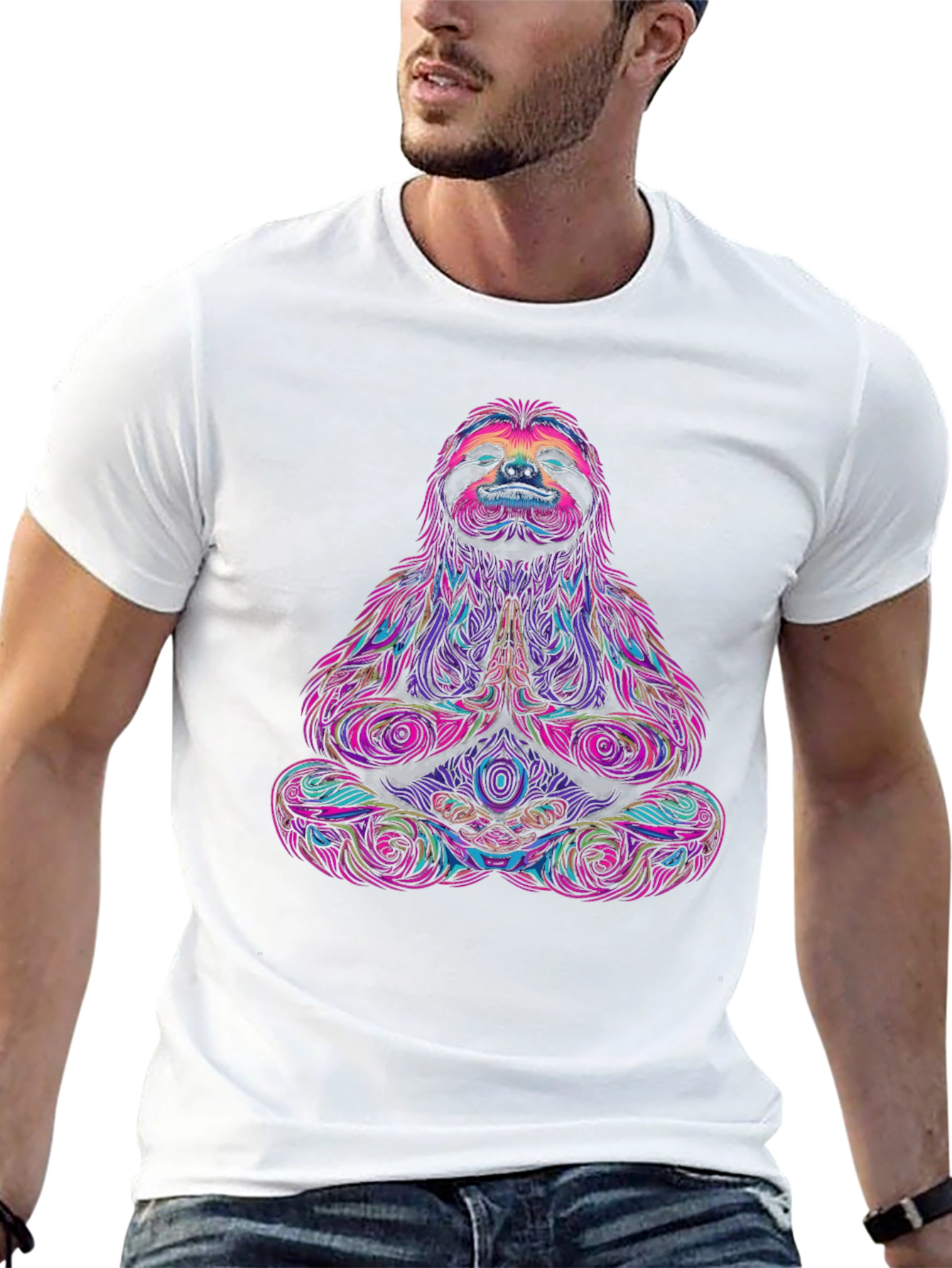 Meditating Sloth Graphic Tee - Zen Vibes