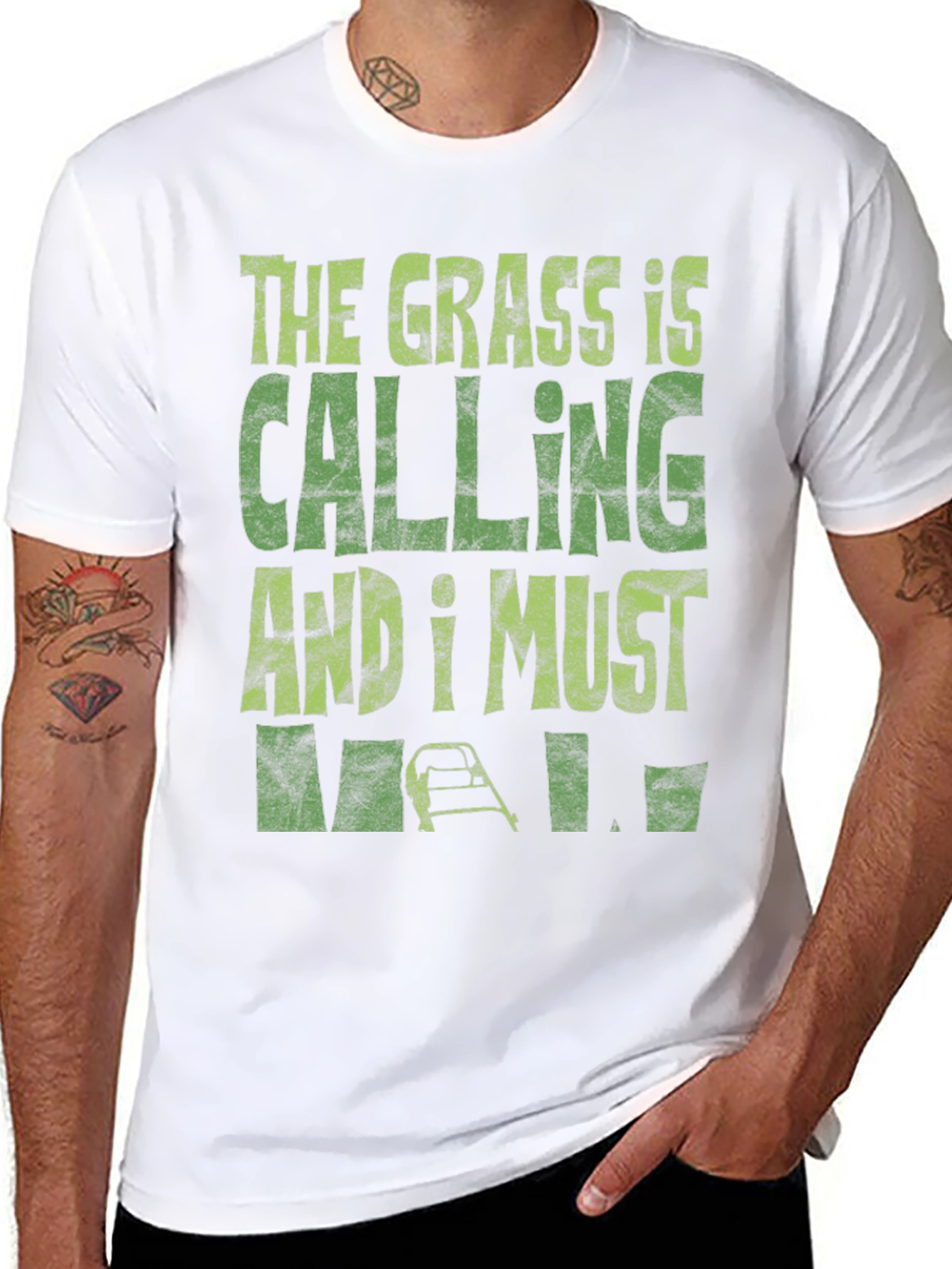 The Grass Is Calling Funny Lawn Mowing T-Shirt