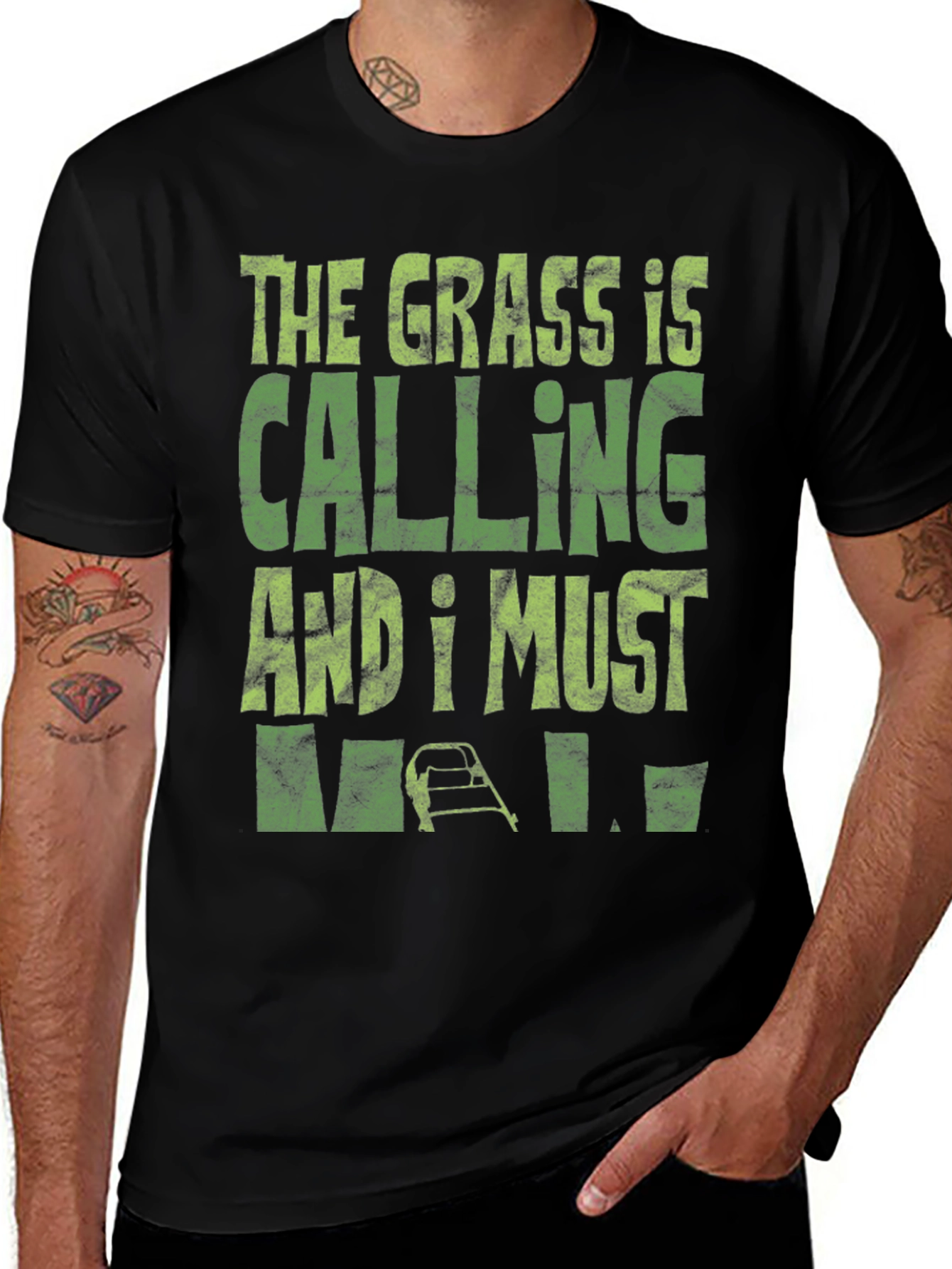 The Grass Is Calling Funny Lawn Mowing T-Shirt