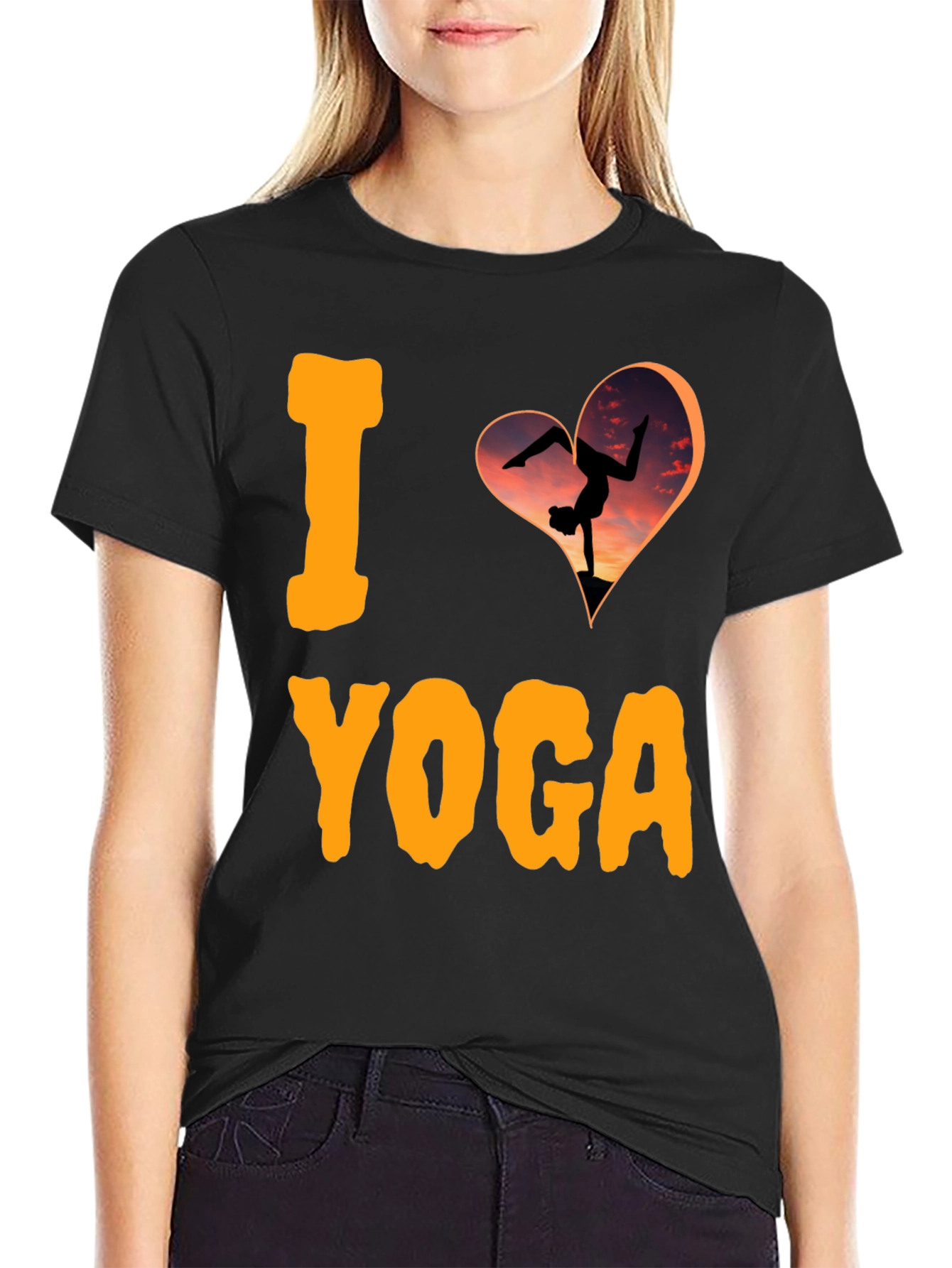 I Love Yoga T-Shirt: Sunset Handstand Design