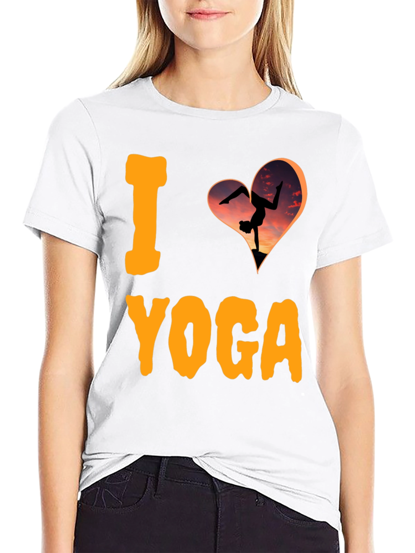I Love Yoga T-Shirt: Sunset Handstand Design