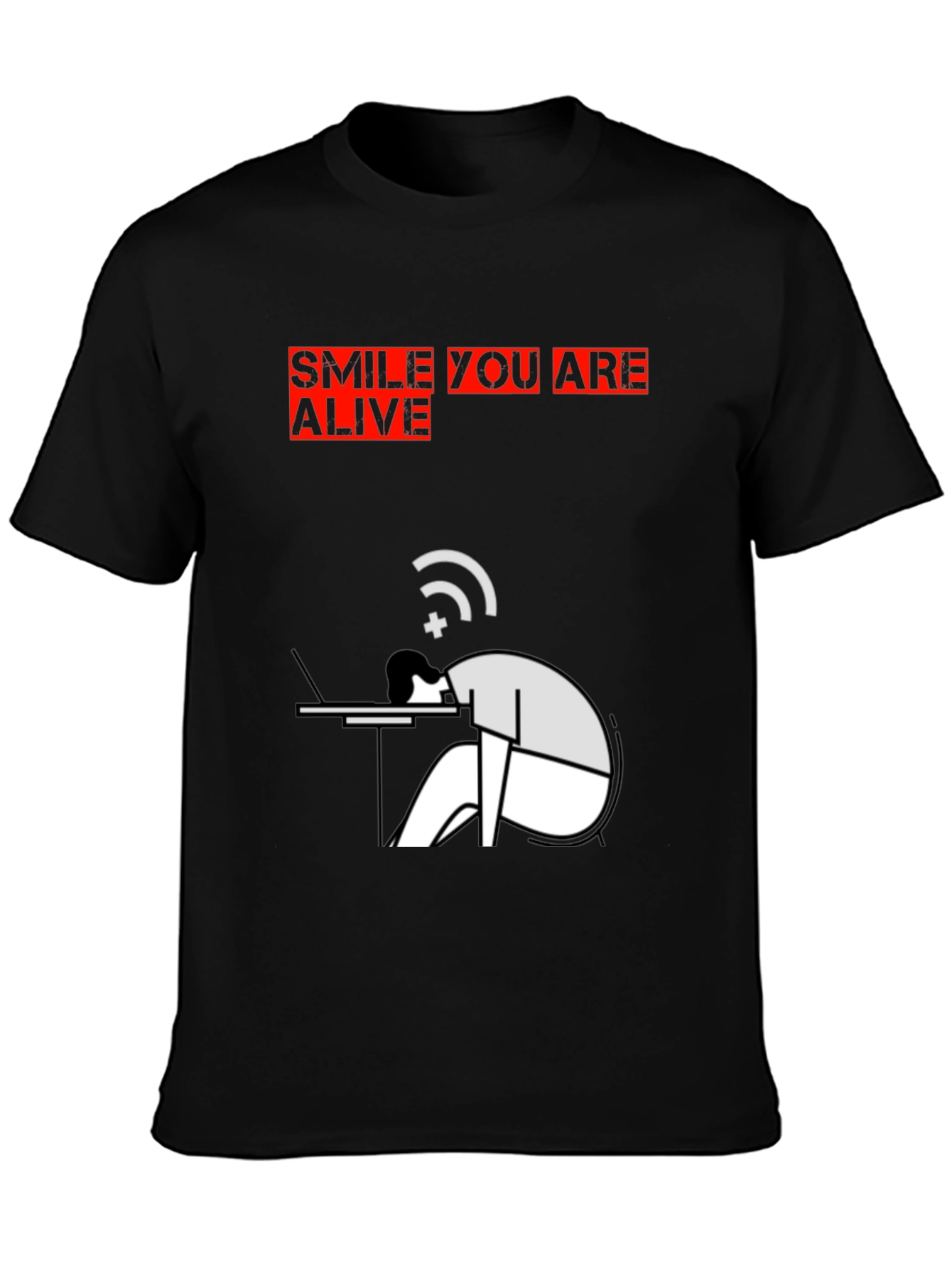 Smile You Are Alive Graphic Tee - Black