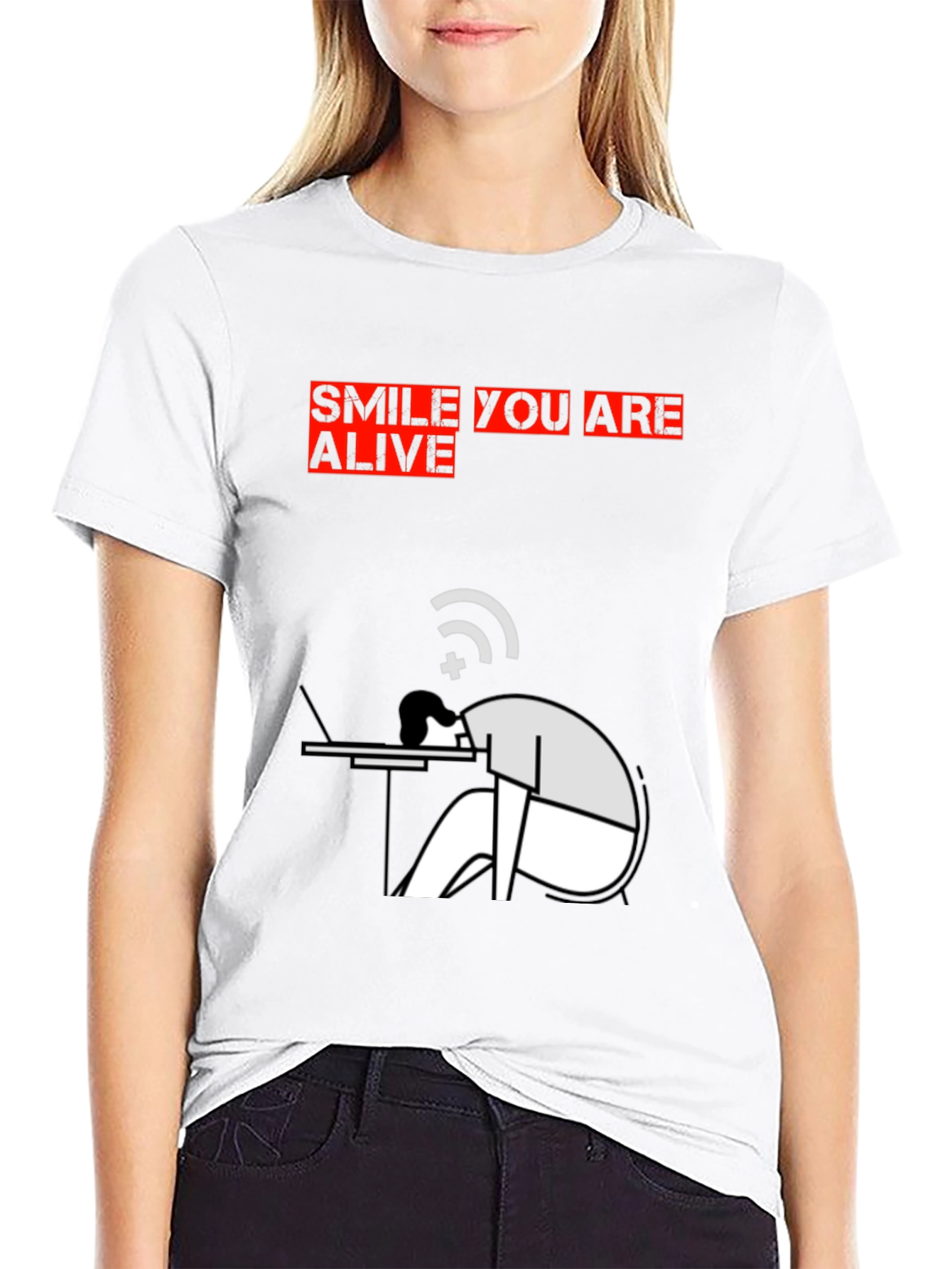 Smile You Are Alive Graphic Tee - Black