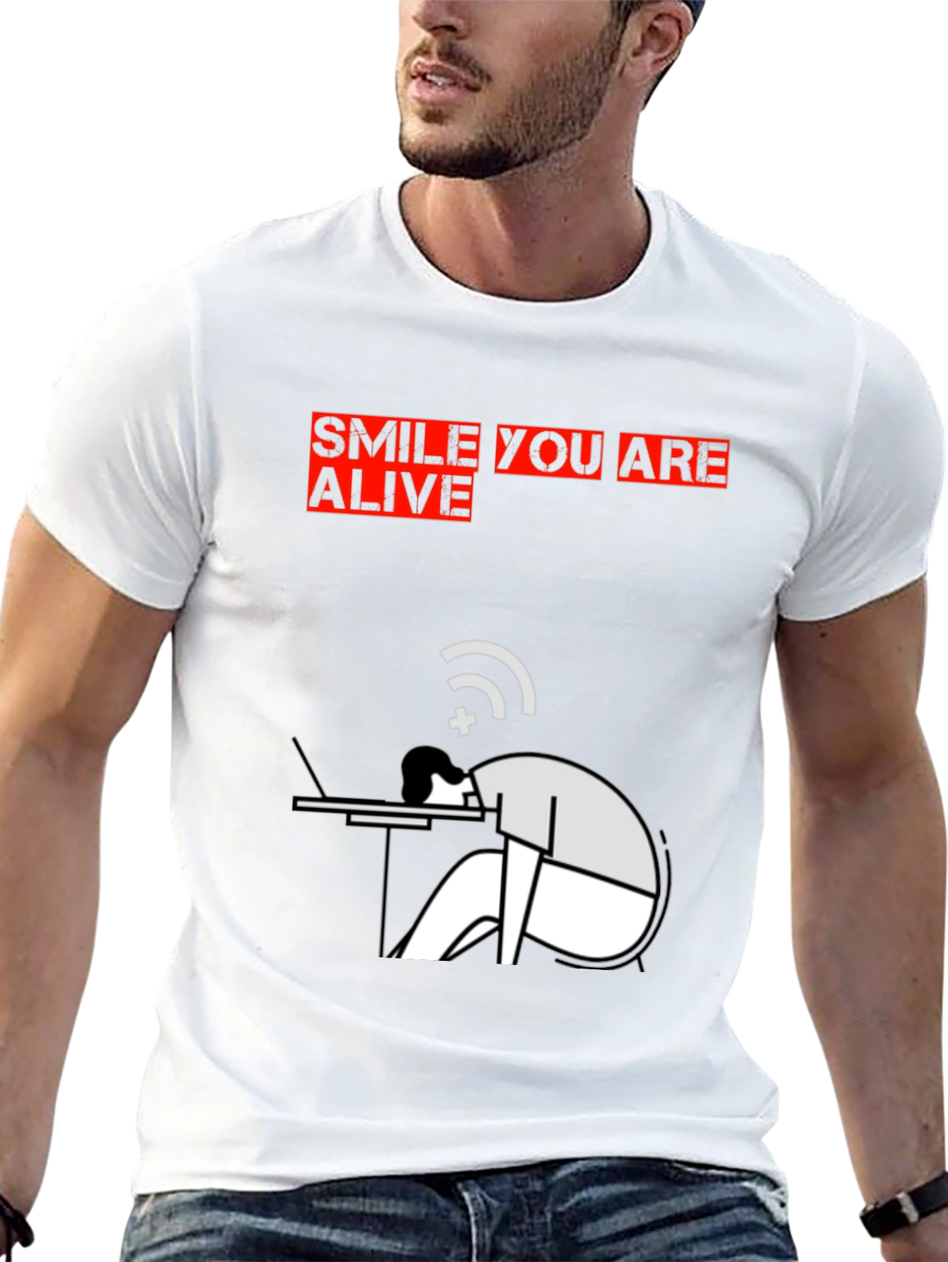 Smile You Are Alive Graphic Tee - Black
