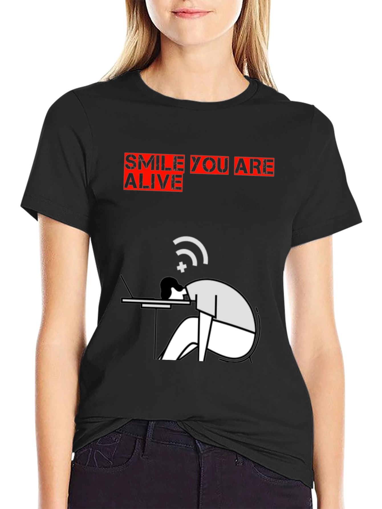 Smile You Are Alive Graphic Tee - Black