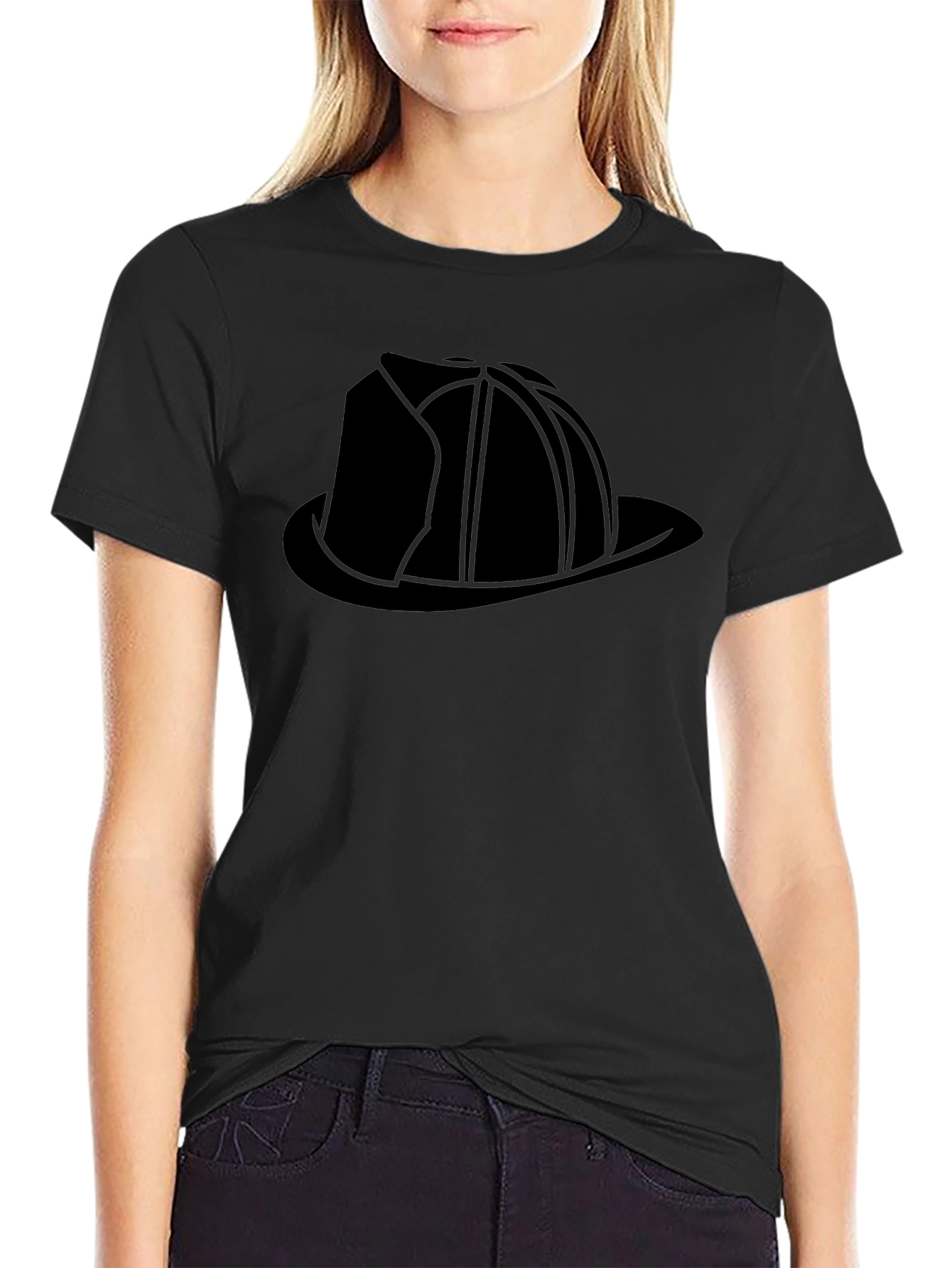 Firefighter Helmet Graphic Tee - Black