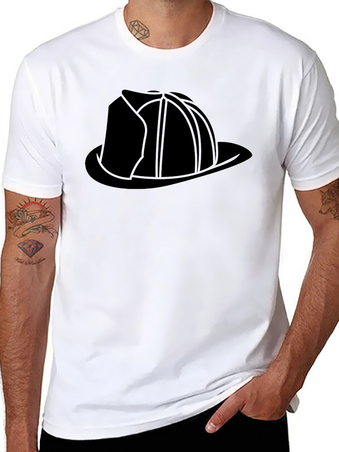Firefighter Helmet Graphic Tee - Black