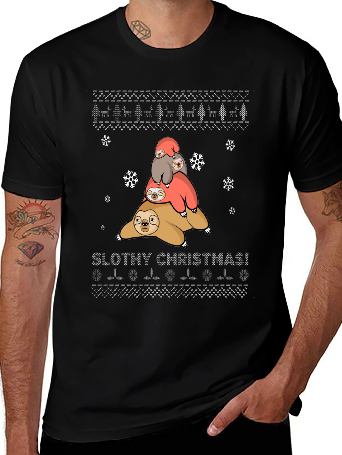 Slothy Christmas T-Shirt - Holiday Fun