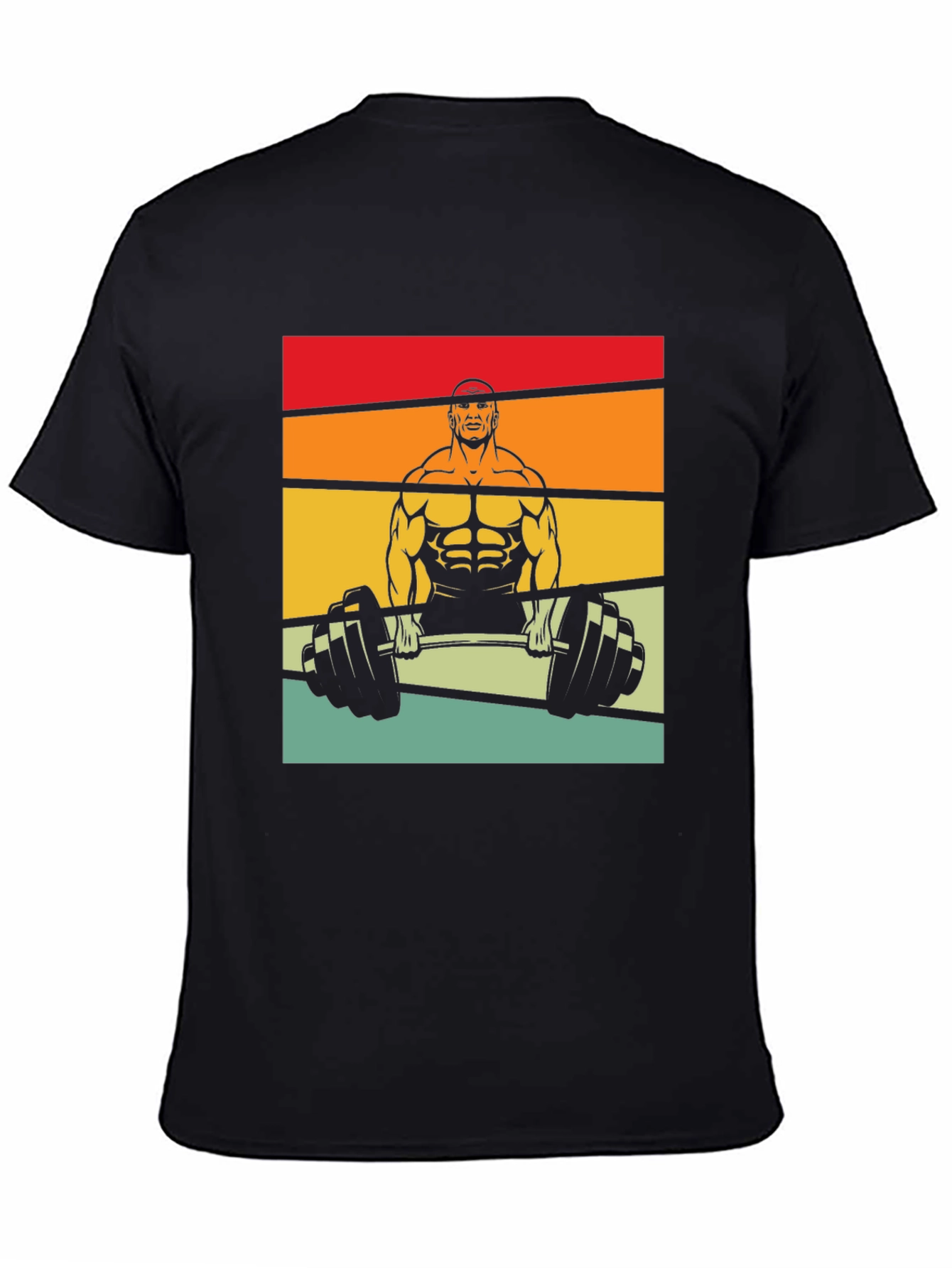 Retro Bodybuilder Graphic Tee - Black