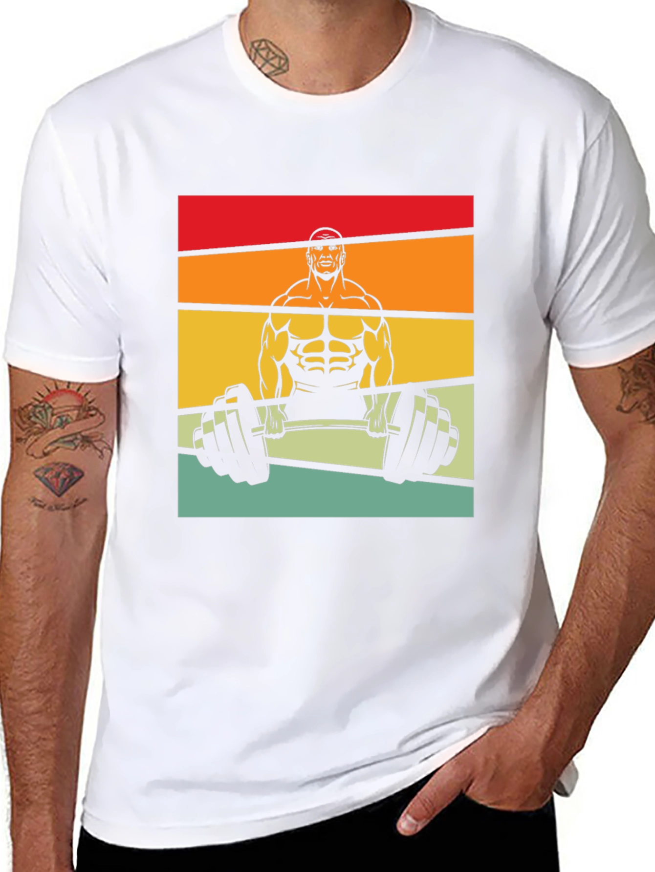 Retro Bodybuilder Graphic Tee - Black
