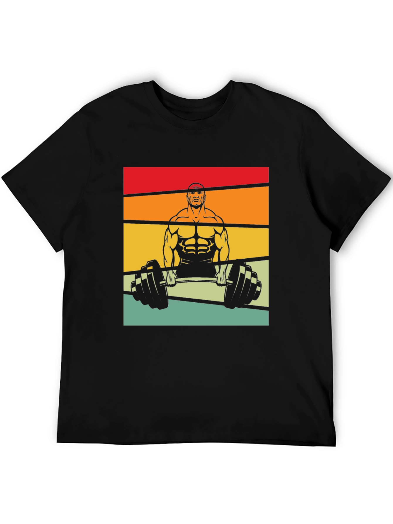 Retro Bodybuilder Graphic Tee - Black