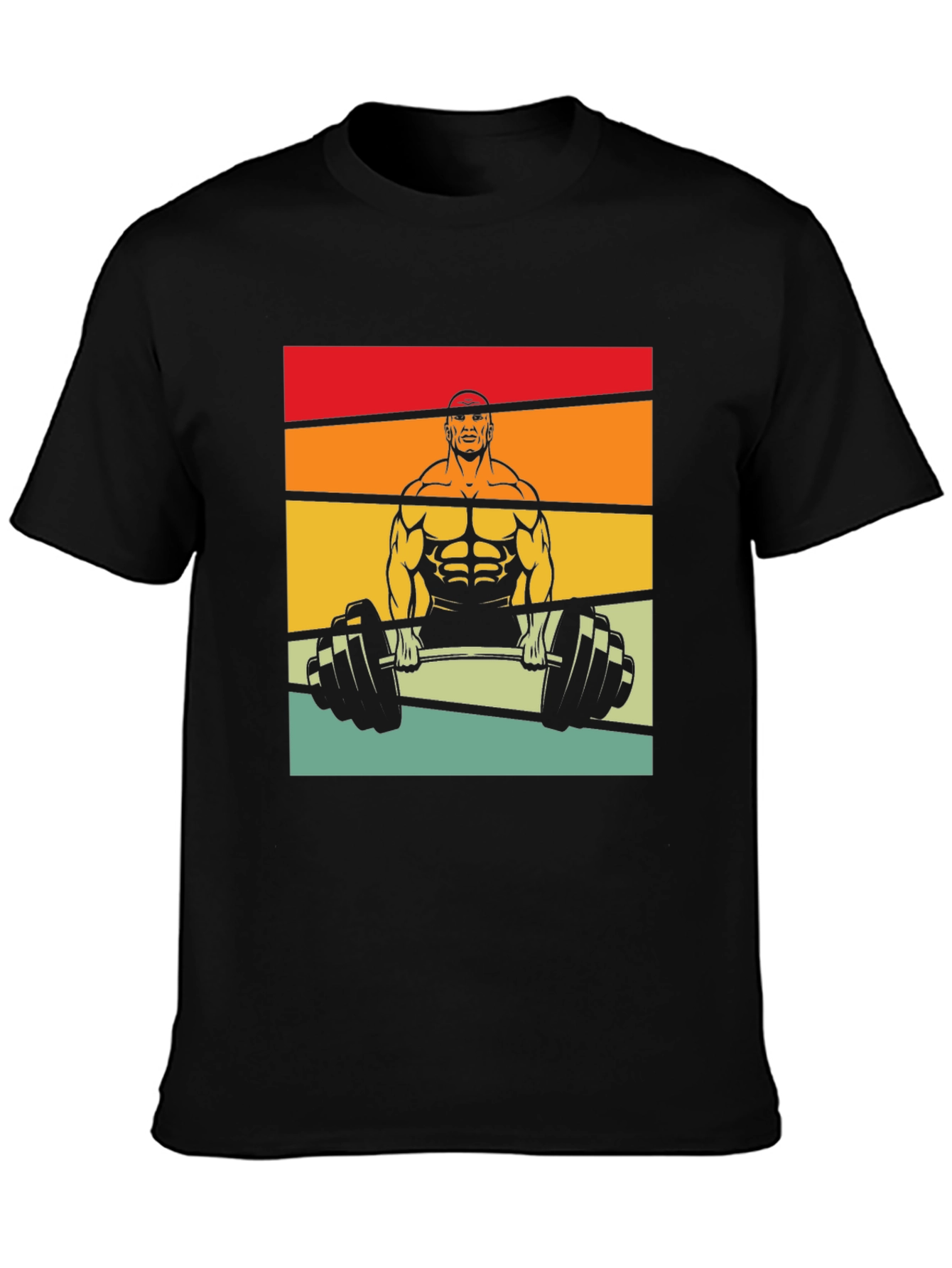 Retro Bodybuilder Graphic Tee - Black