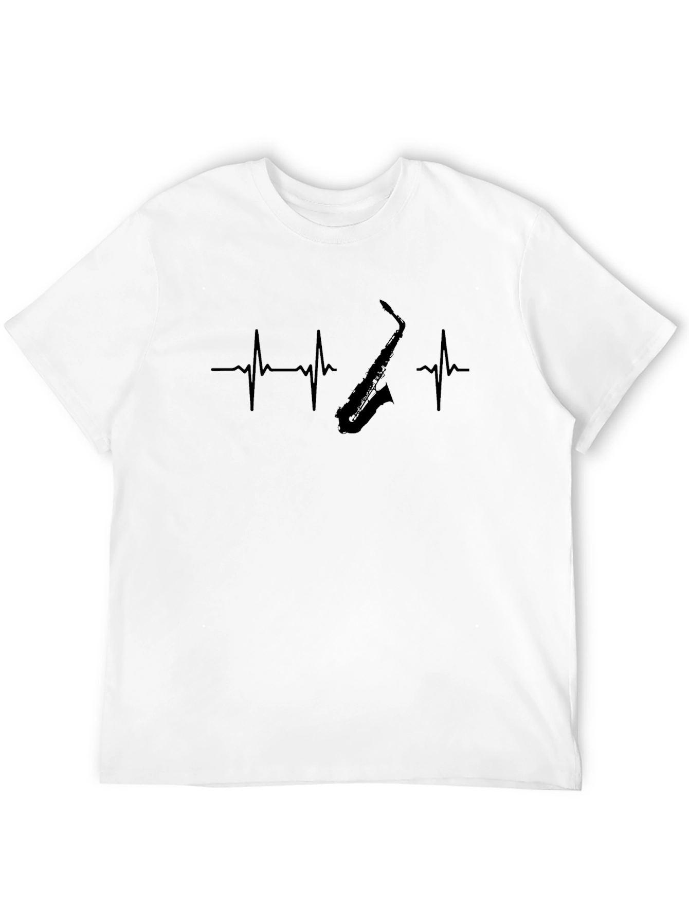 Saxophone Heartbeat Graphic Tee - Music Lover Shirt